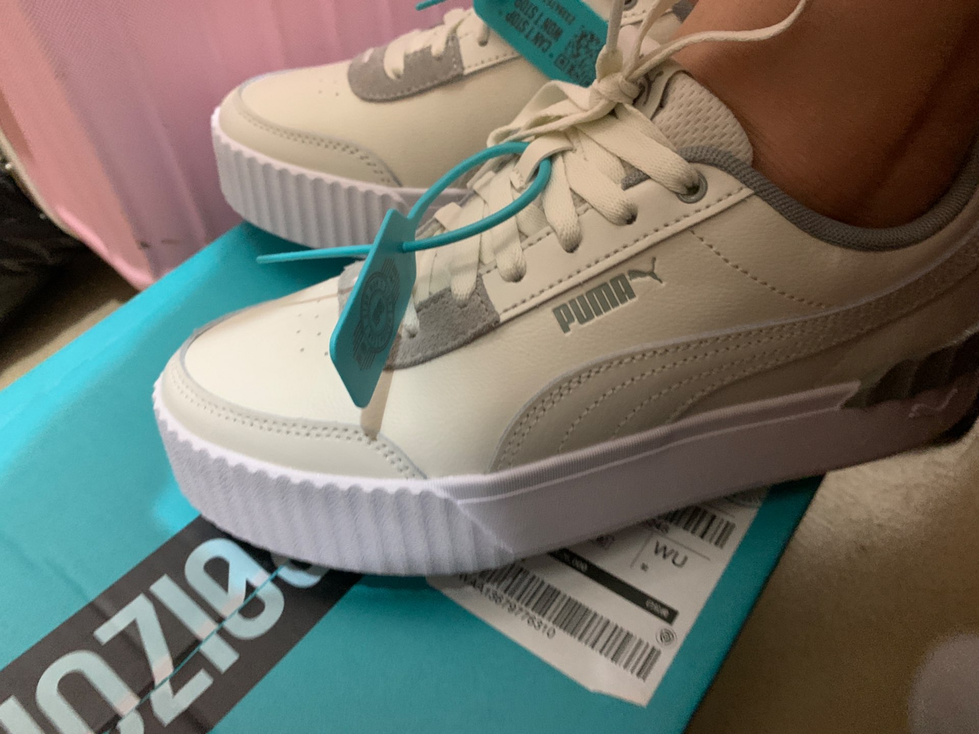 custom review-PUMA Carina Lift Износостойкий и Легкий Низкий Топ Кроссовки для скейтбординга Женские Хаки Белый Серый