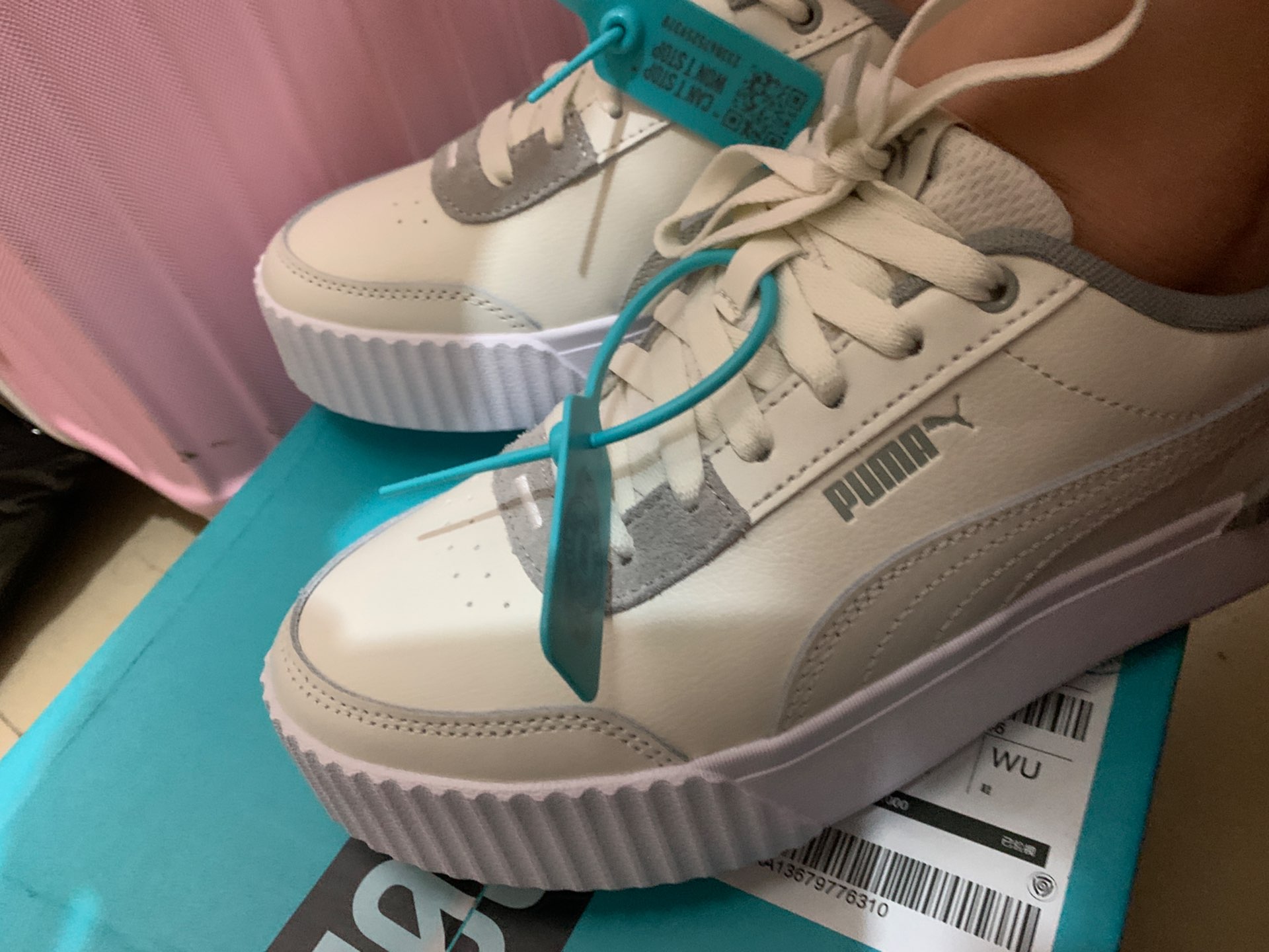 custom review-PUMA Carina Lift Износостойкий и Легкий Низкий Топ Кроссовки для скейтбординга Женские Хаки Белый Серый