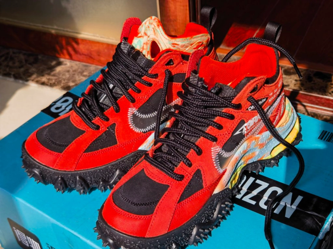 custom review-Off Белый x Nike Air Terra FORMA 'Мантра Апельсин' MID Топ Уличная обувь Унисекс Черно-красный