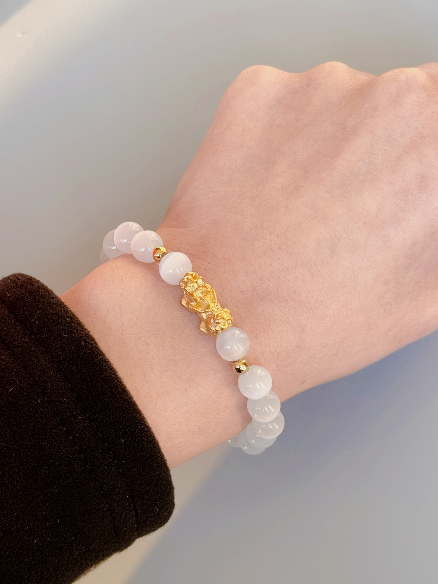 很难不爱啊猫眼石黄金貔貅手串