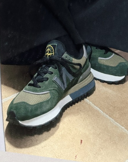 custom review-STONE ISLAND x New Balance NB 574 Устойчивый к истиранию низкий топ Повседневная городская обувь для коммутирования и бега Унисекс Зеленый