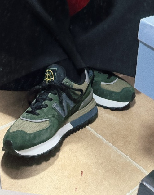 custom review-STONE ISLAND x New Balance NB 574 Устойчивый к истиранию низкий топ Повседневная городская обувь для коммутирования и бега Унисекс Зеленый