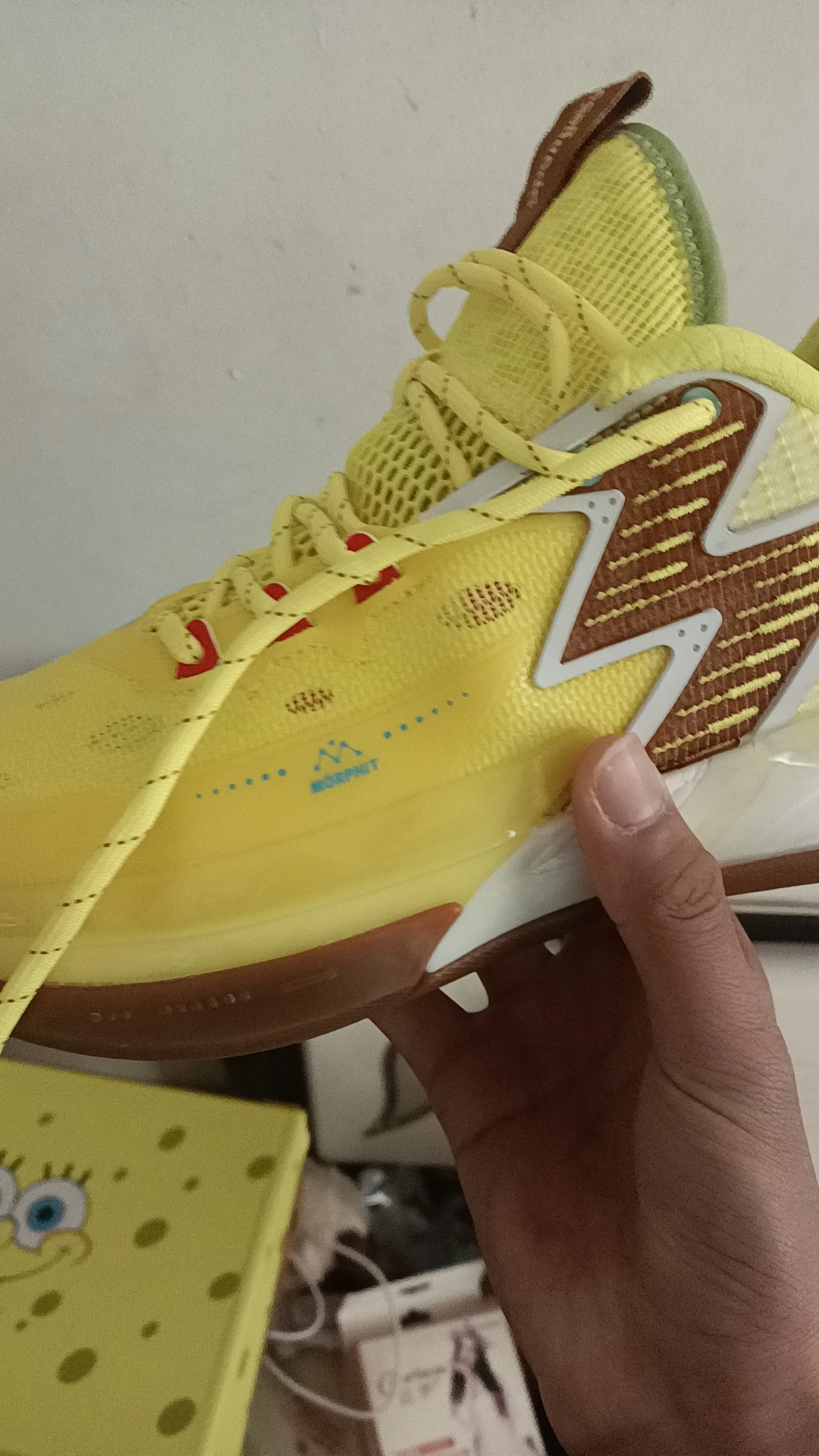 custom review-361° BIG3 4.0 PRO SpongeBob Cushioning Anti Slip And Wear Resistant Rebound Low Top Basketball Shoes Men's Yellow Brown