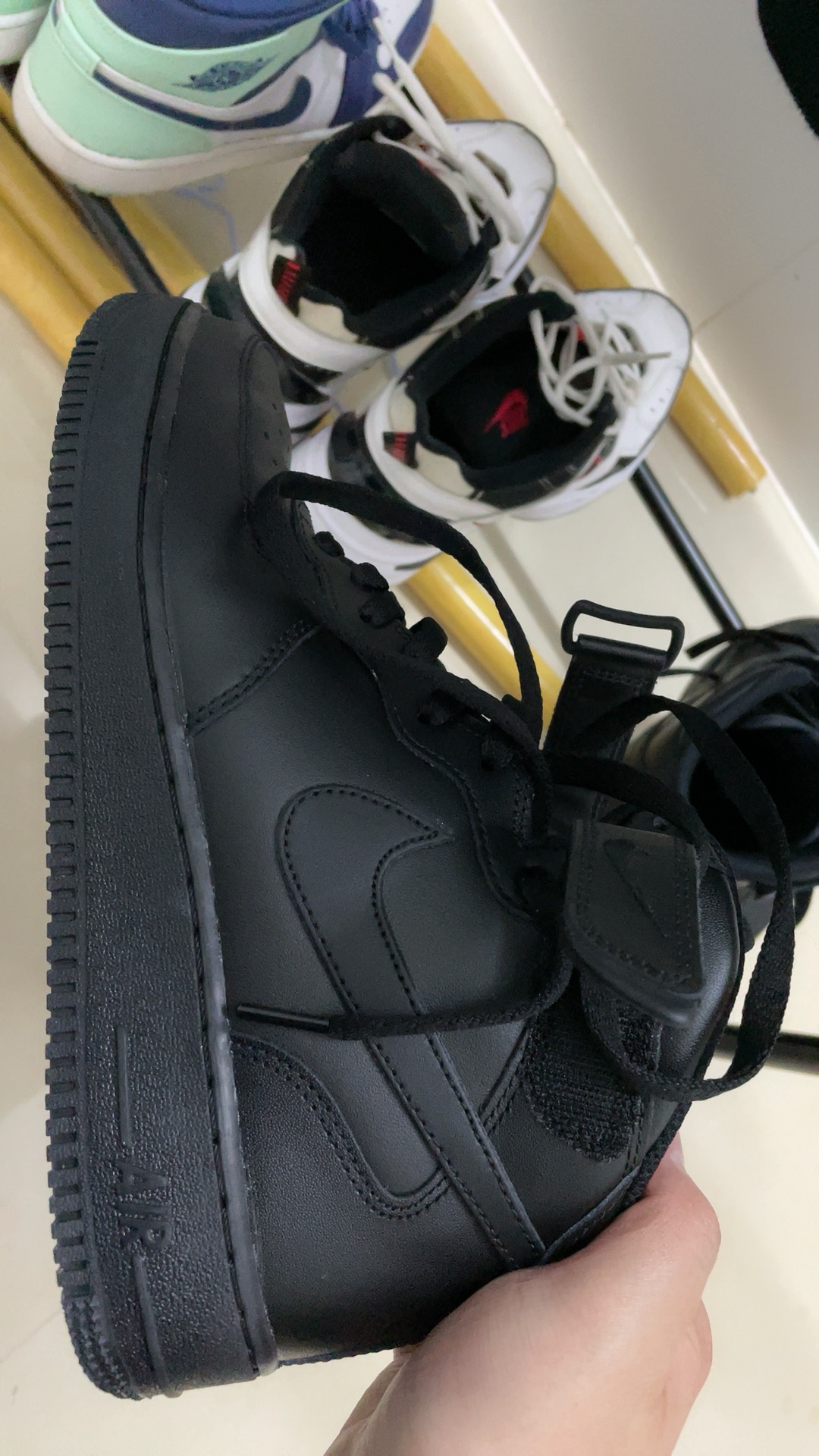 custom review-Nike Air FORCE 1 07 MID Топ Скейтборд Кроссовки Унисекс Pure Black