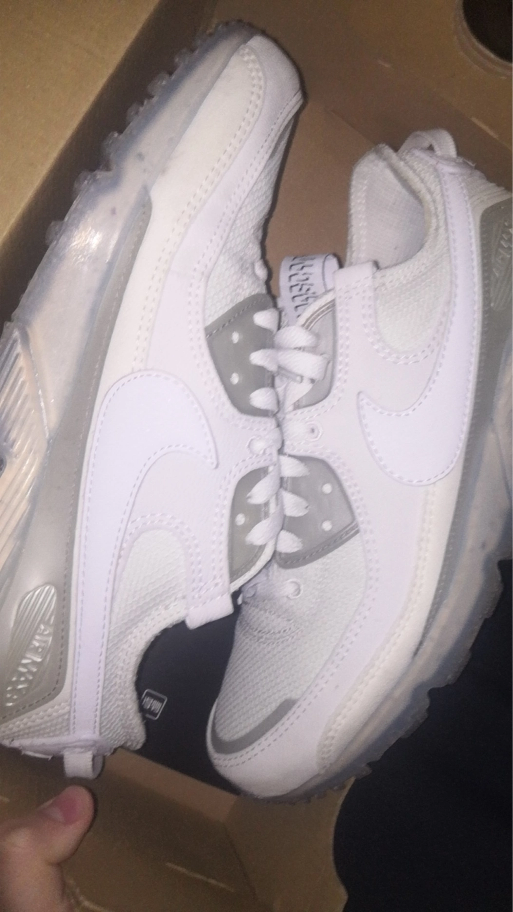 custom review-Nike Air Max 90 Устойчивый к истиранию Низкий Топ Повседневные Беговые кроссовки Мужские Белые Серые