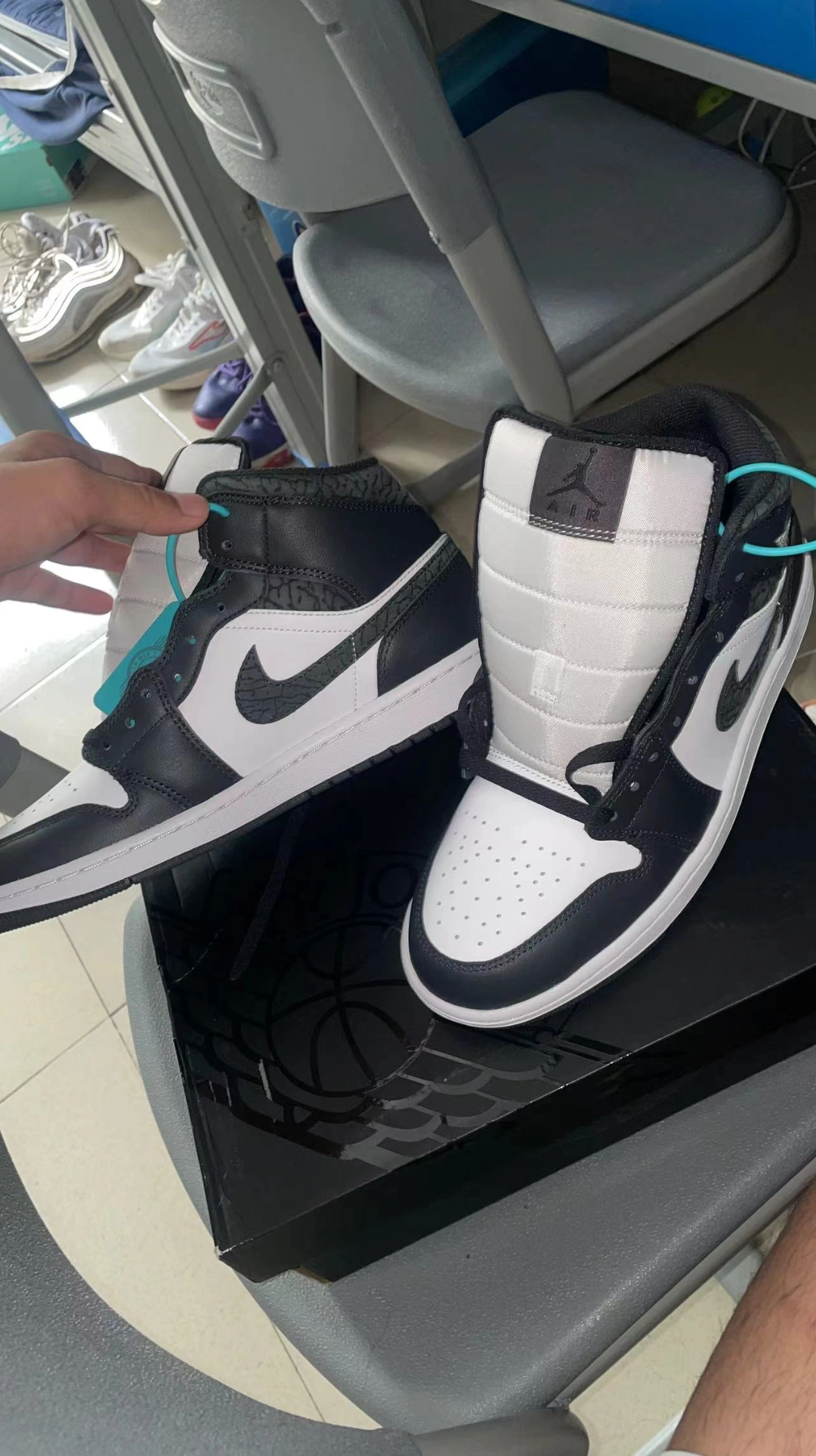 custom review-Jordan Air Jordan 1 MID SE 'Панда Слон' MID Топ Винтажные баскетбольные кроссовки Мужской Черный белый