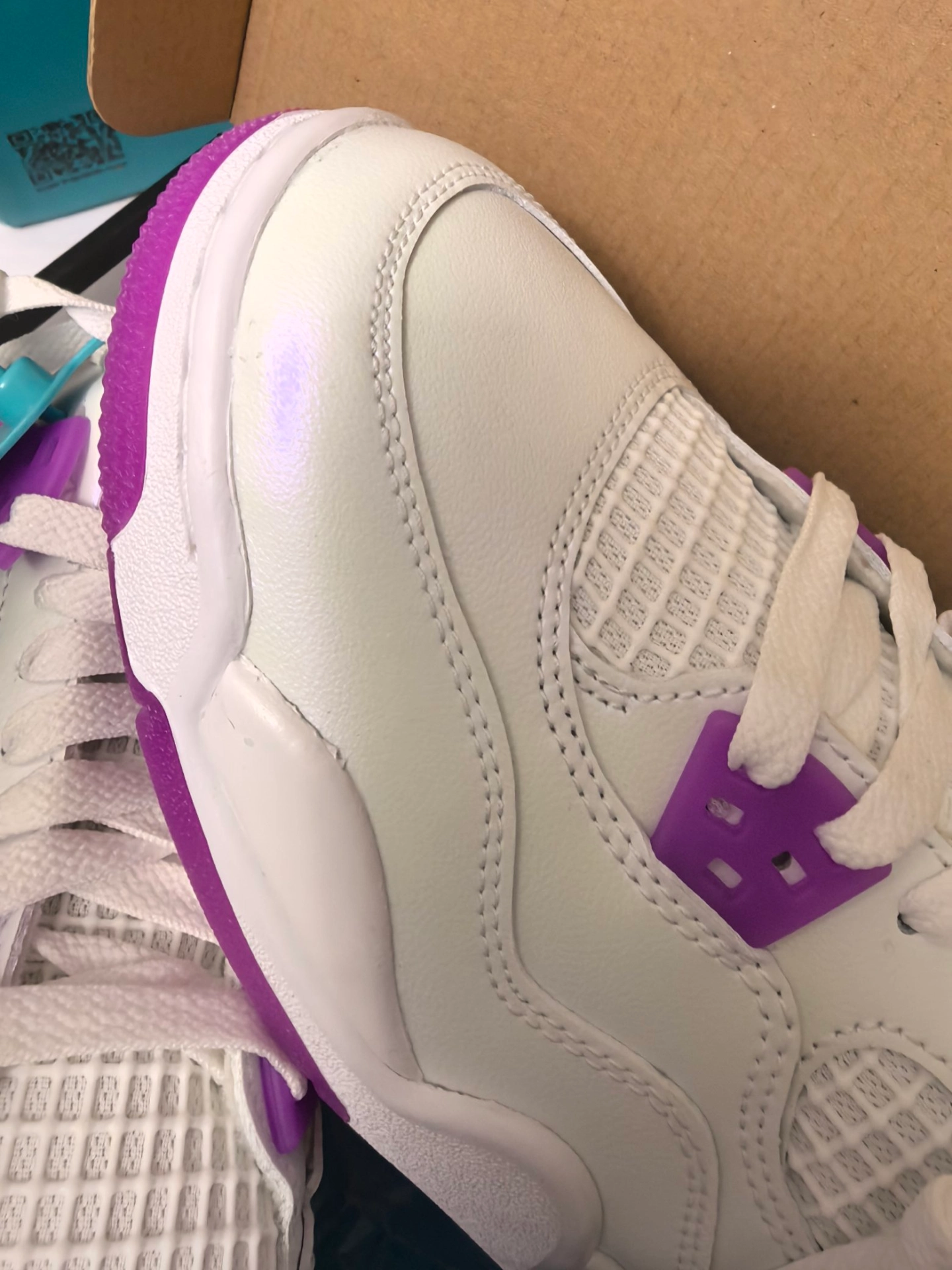 custom review-Jordan Air Джордан 4 Детские баскетбольные кроссовки MID Топ Белый Фиолетовый Унисекс