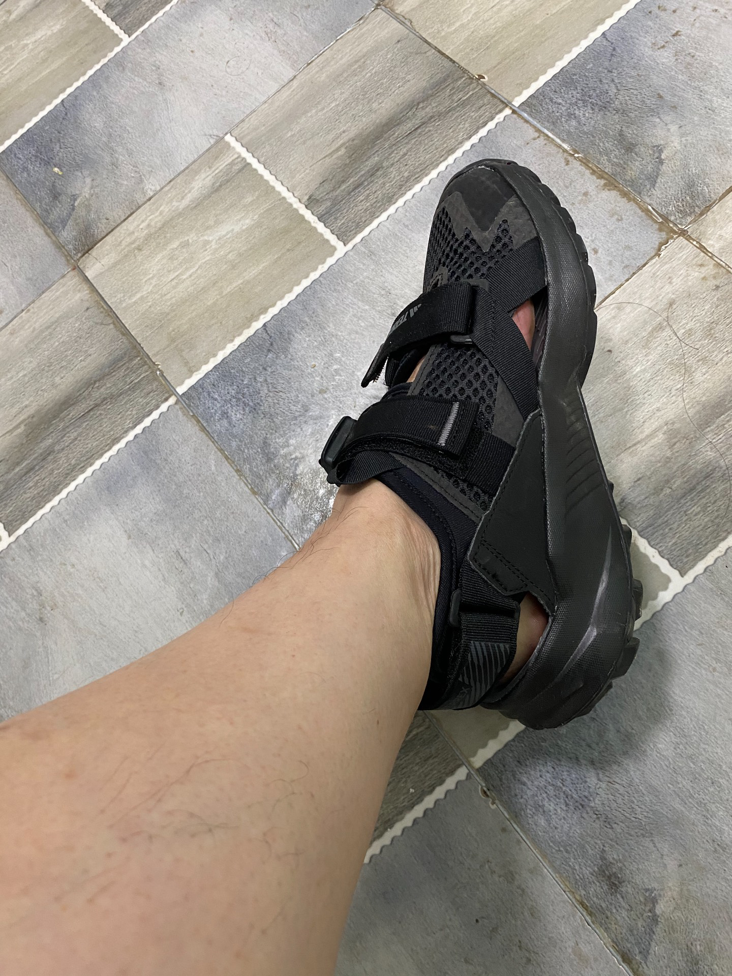 custom review-adidas Terrex Hydroterra Дышащий TRACTION Спортивные Сандалии Унисекс Черные