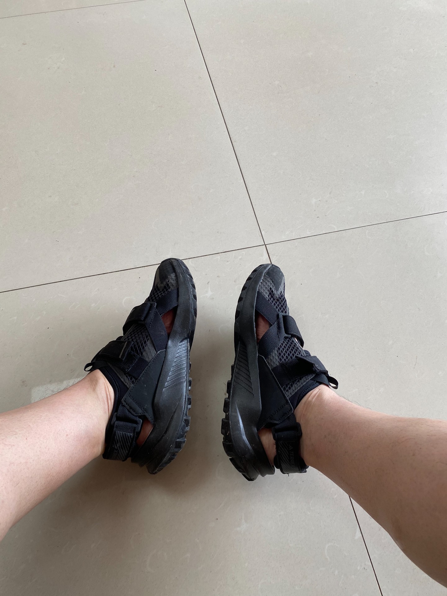 custom review-adidas Terrex Hydroterra Дышащий TRACTION Спортивные Сандалии Унисекс Черные