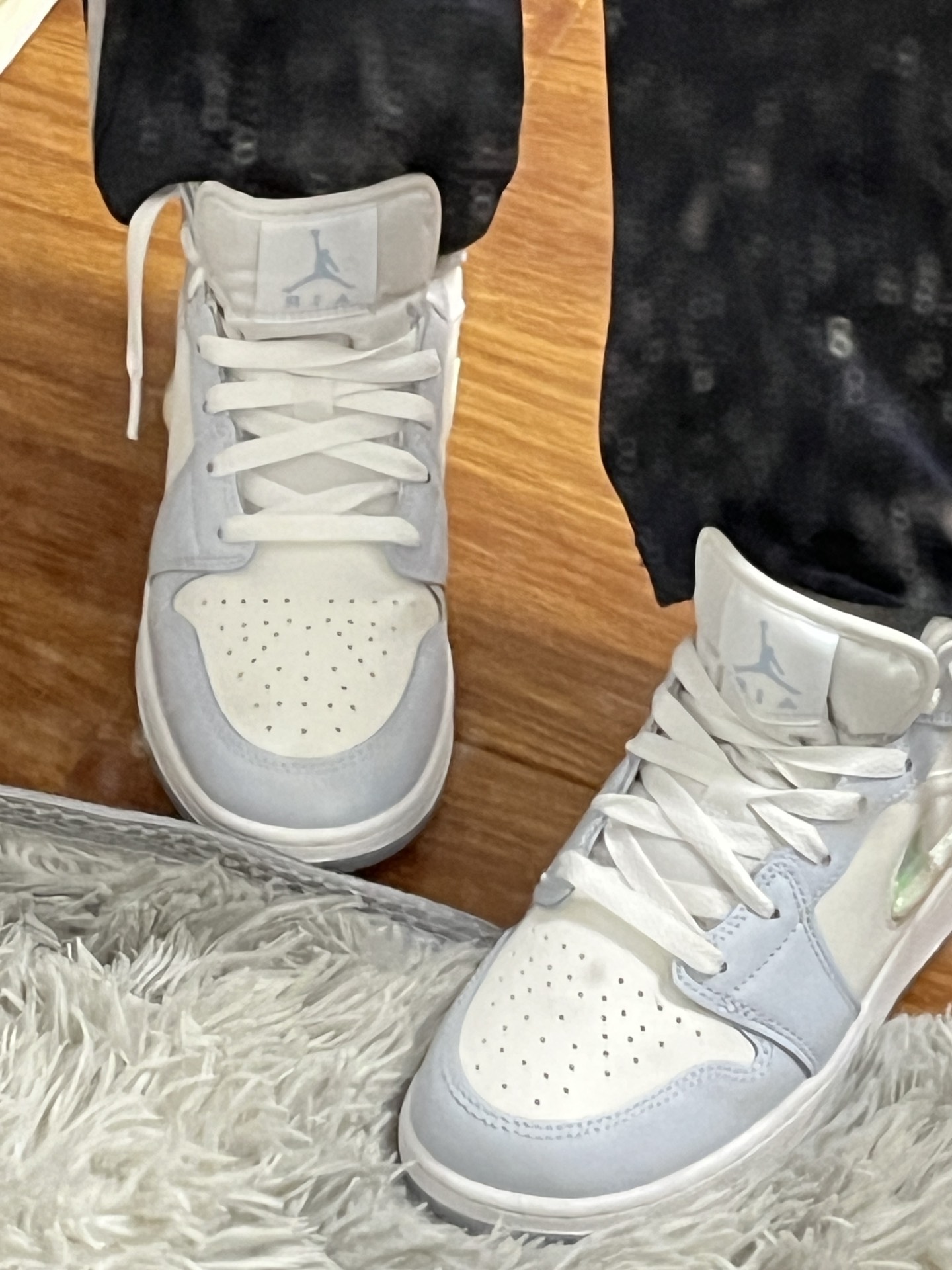 custom review-Jordan Air Jordan 1 MID SE Нижняя юбка Устойчивая к истиранию MID Топ Детские баскетбольные кроссовки Синий