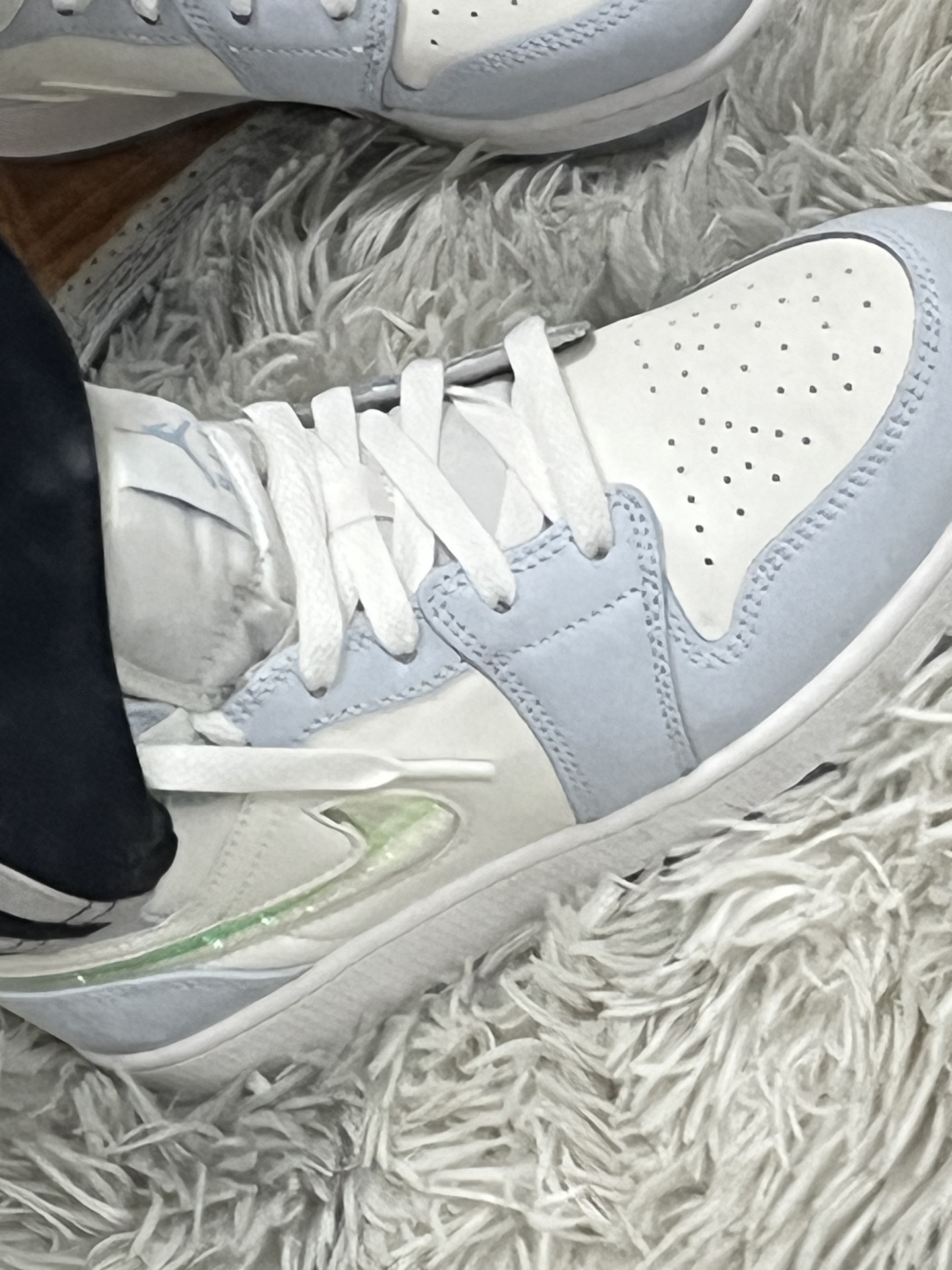 custom review-Jordan Air Jordan 1 MID SE Нижняя юбка Устойчивая к истиранию MID Топ Детские баскетбольные кроссовки Синий