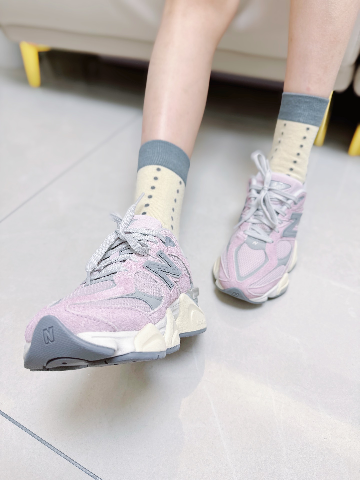 custom review-New Balance NB 9060 Устойчивый к истиранию Дышащий Низкий Топ Спортивная Повседневная Обувь Унисекс Розовый Серый