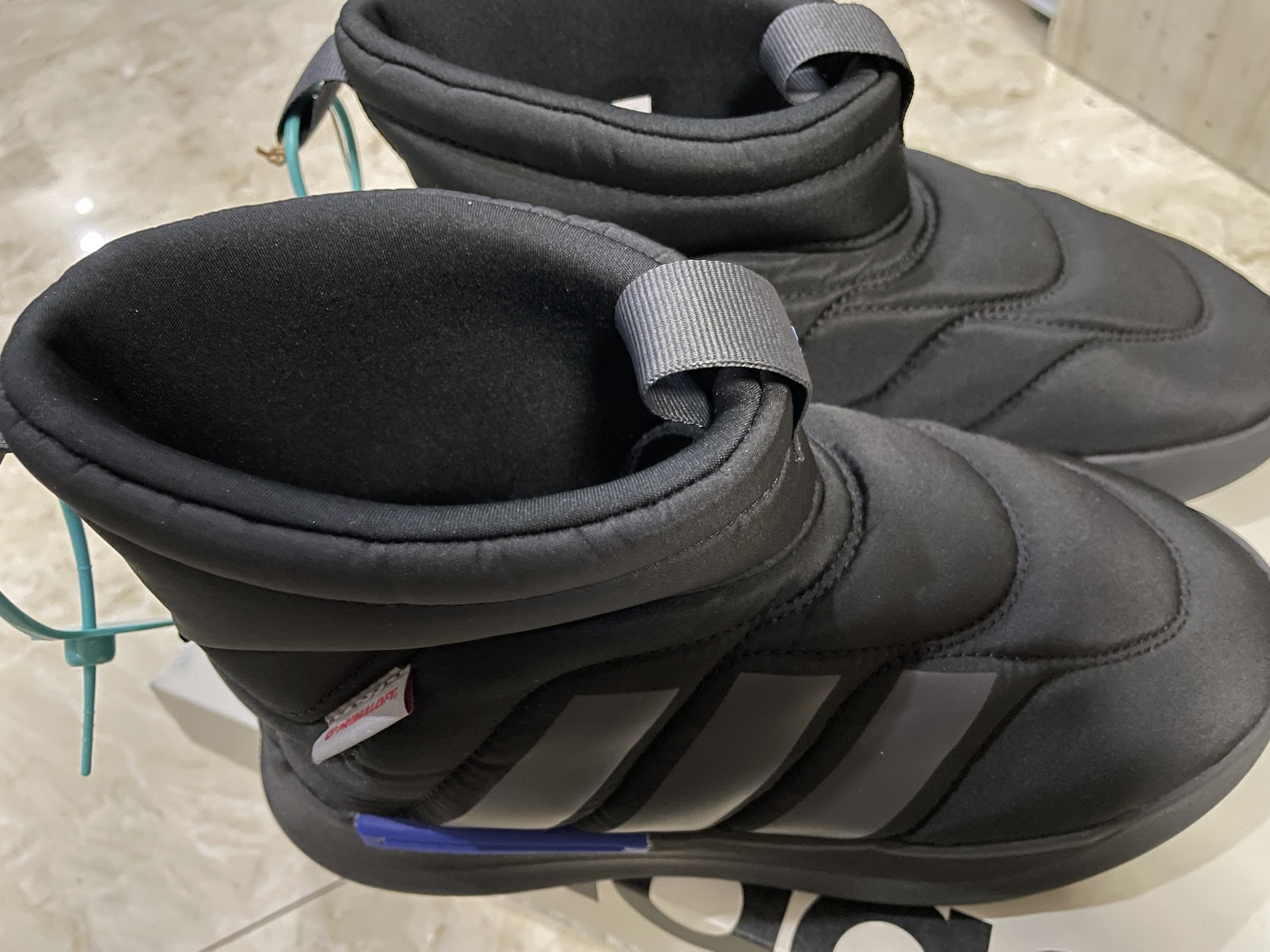 custom review-Adidas Adipuff Термостойкий Устойчивый к истиранию Против скольжения Короткие Снежные ботинки Унисекс Черный