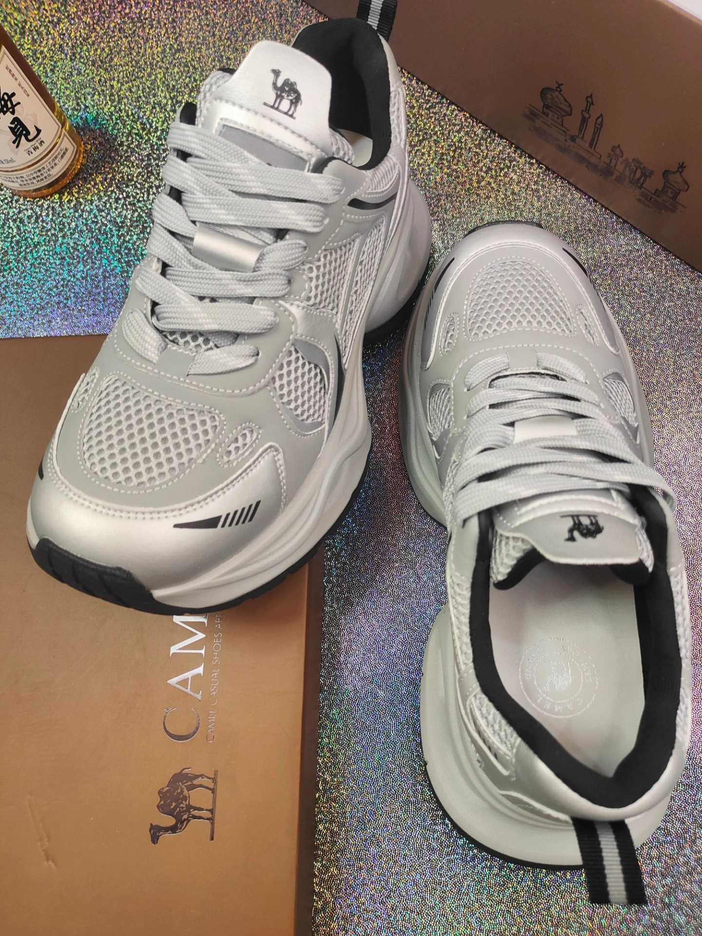 🤩女款银灰色camel老爹鞋👟:银河般✨甜酷😎