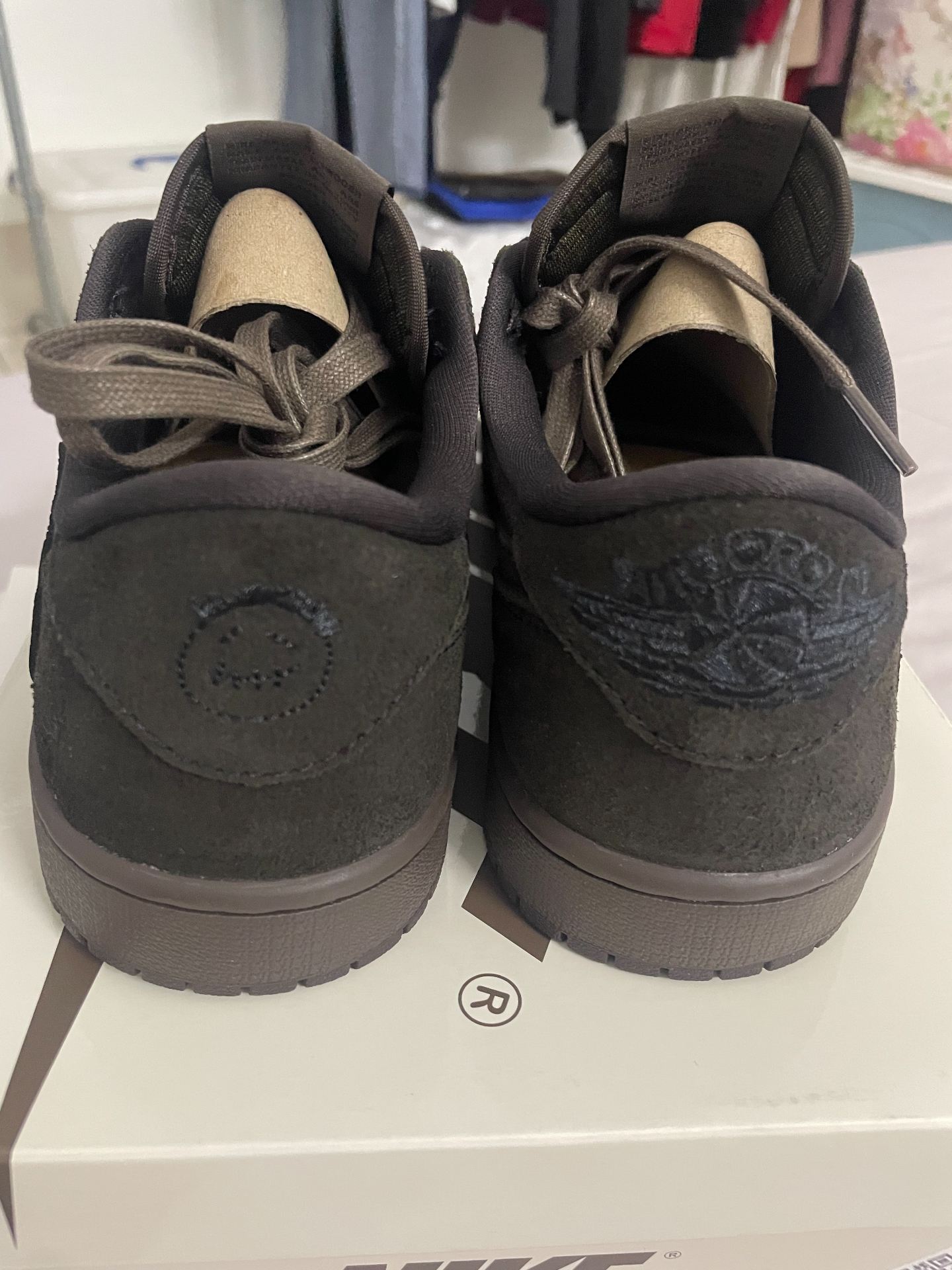 custom review-Travis Scott x Jordan Air Jordan 1 Износостойкий Дышащий Низкий Топ Винтажные Баскетбольные Кроссовки Унисекс Черный Коричневый