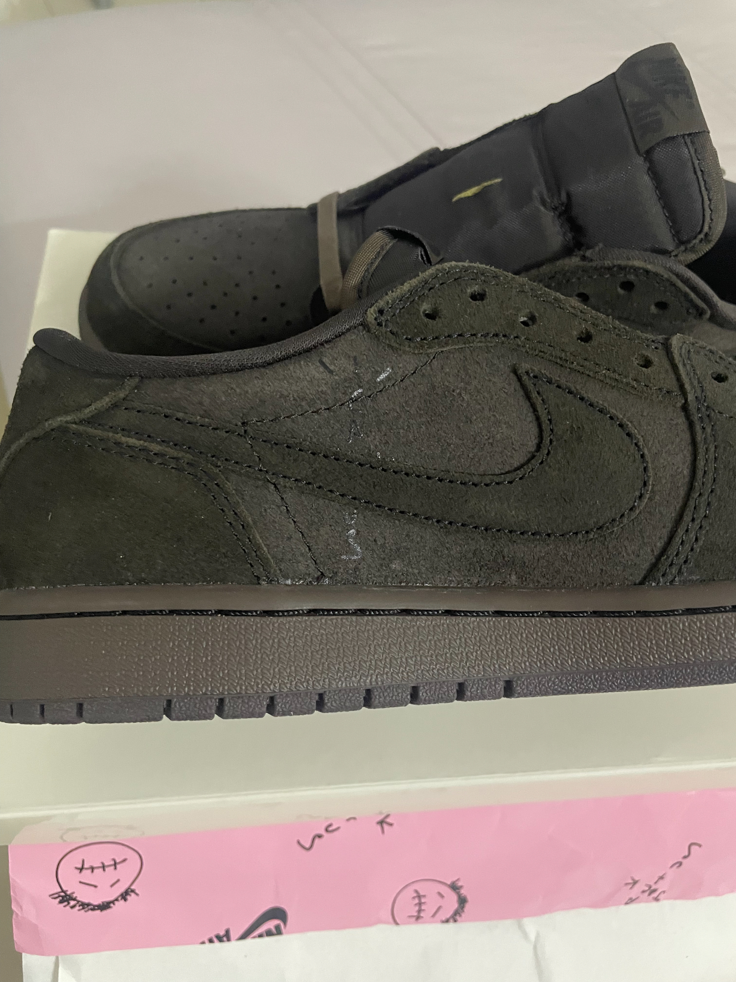 custom review-Travis Scott x Jordan Air Jordan 1 Износостойкий Дышащий Низкий Топ Винтажные Баскетбольные Кроссовки Унисекс Черный Коричневый