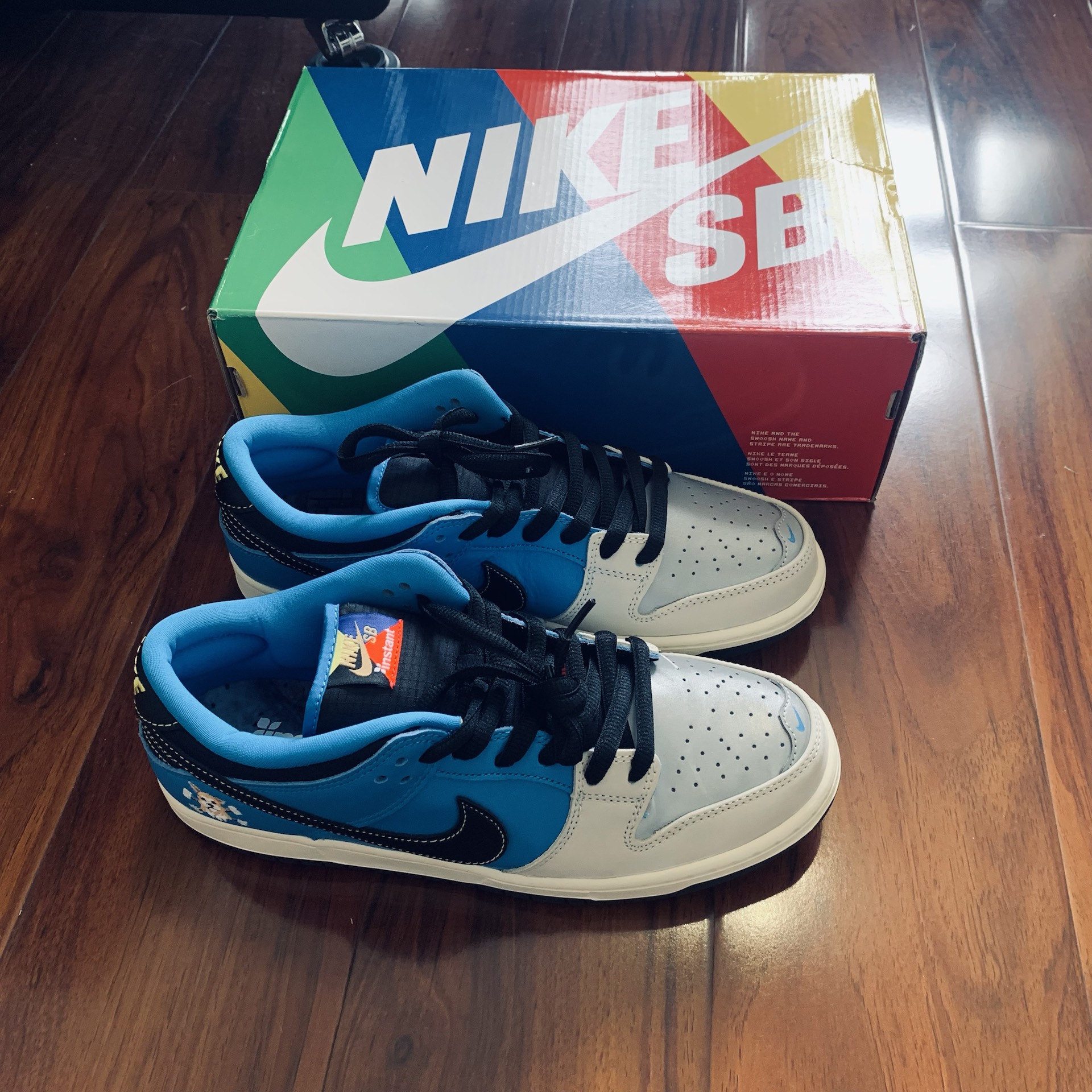 custom review-Instant Skateboards X Nike Dunk SB Low Топ Кроссовки для скейтбординга Унисекс Белый Синий