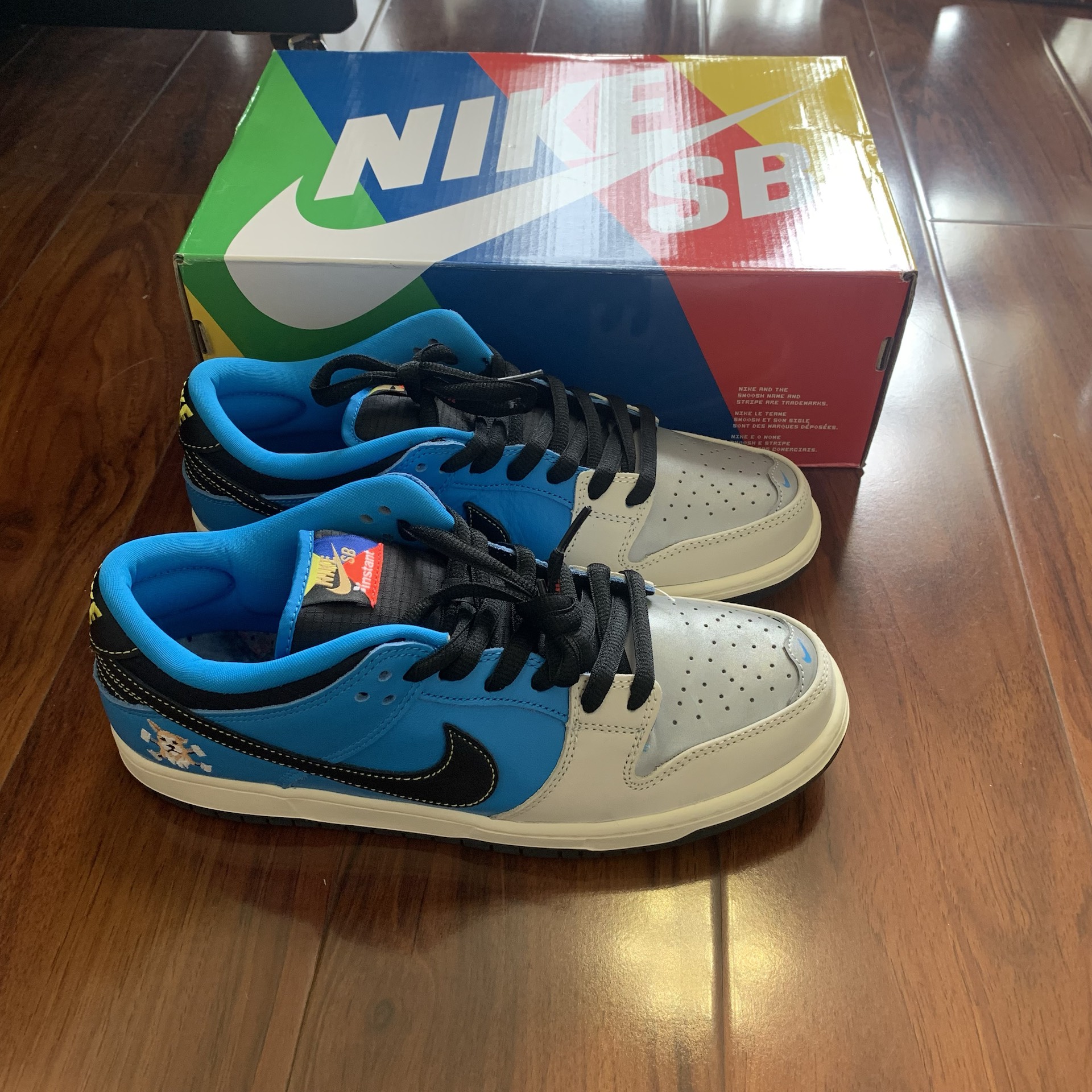custom review-Instant Skateboards X Nike Dunk SB Low Топ Кроссовки для скейтбординга Унисекс Белый Синий