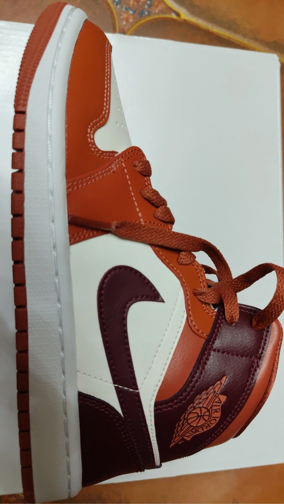 custom review-Jordan Air Jordan 1 Slip-resistant MID Топ Винтажные баскетбольные кроссовки Женские Красно-коричневый