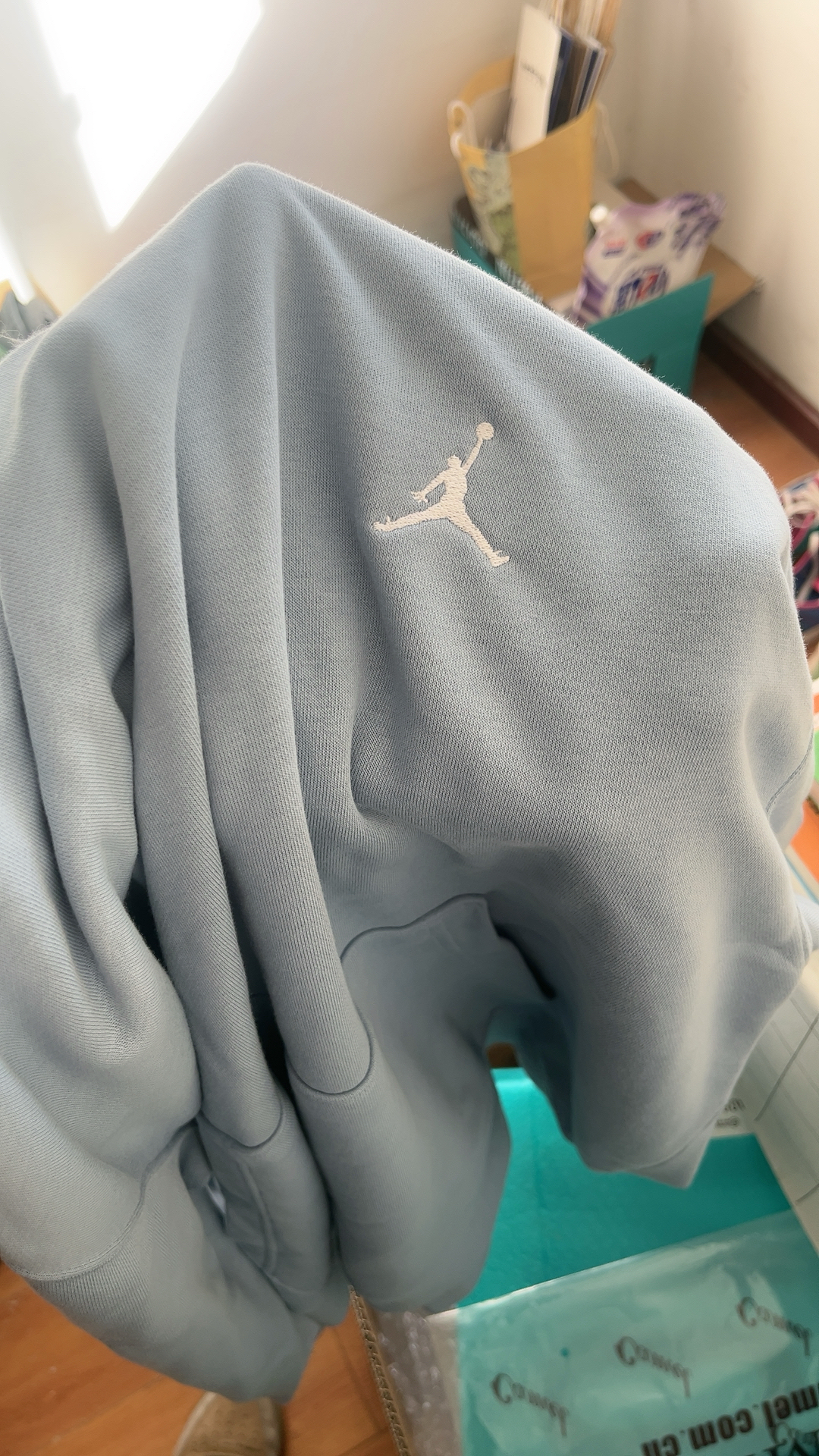 custom review-Jordan Essentials Толстовка Мужская Синяя Серый