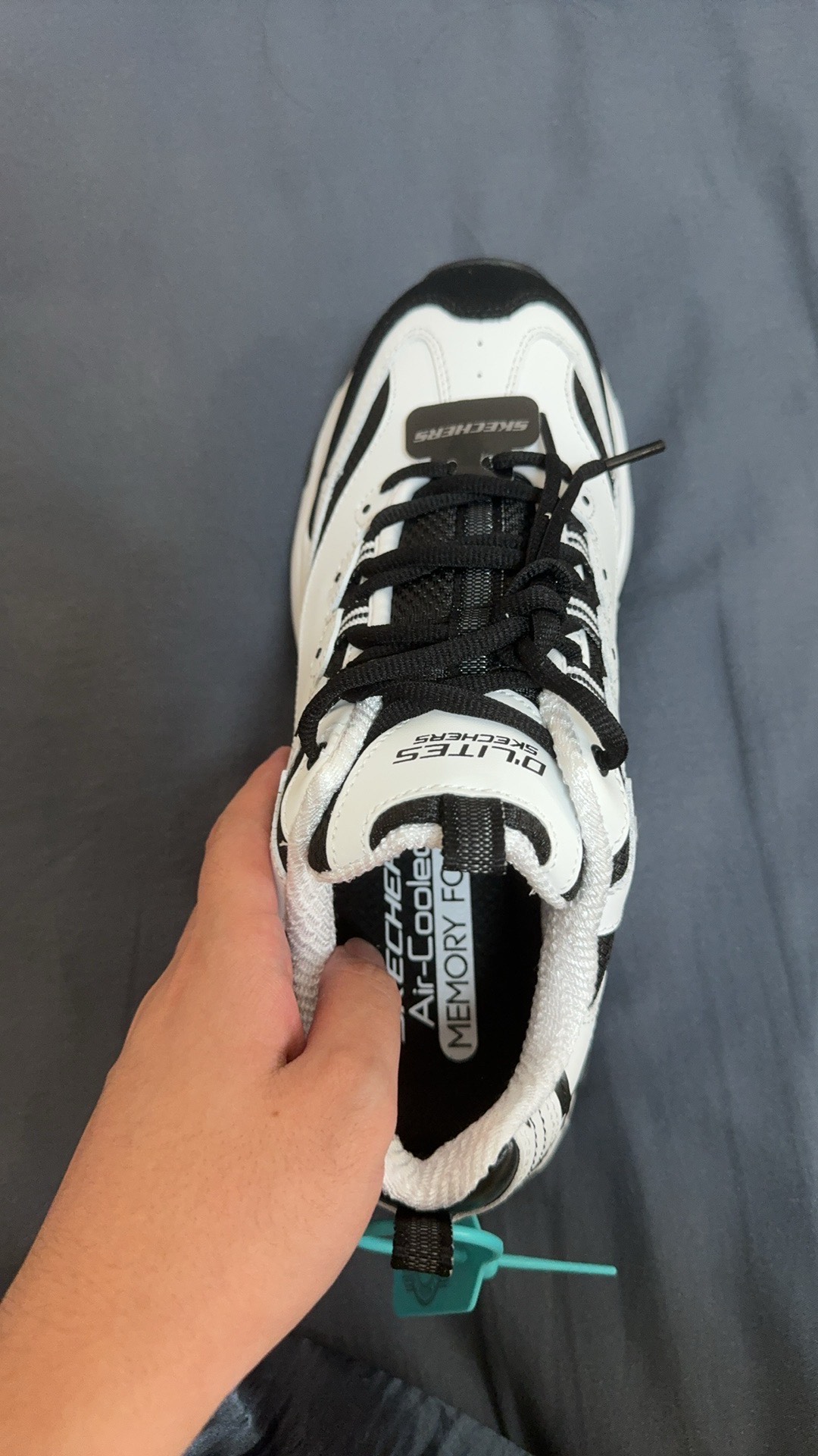 custom review-Skechers D'LITES 1,0 Амортизация и Дышащий Низкий Топ Повседневная Обувь Мужская Белый Черный