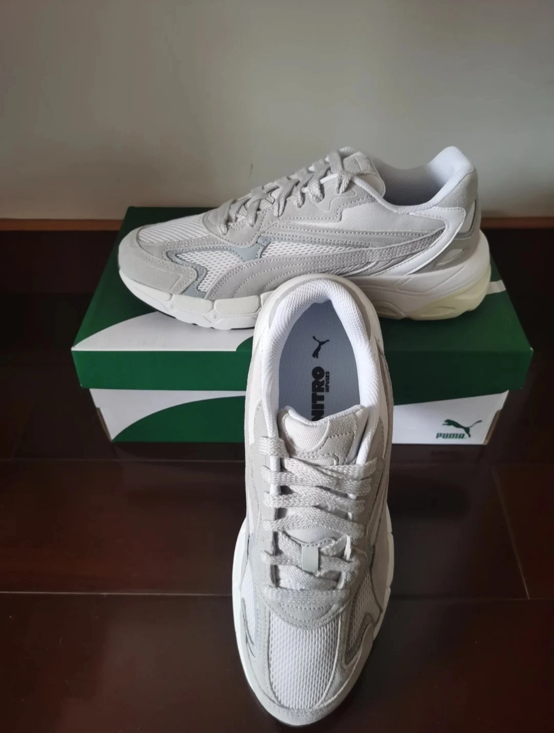 custom review-PUMA Tevaris Nitro Износостойкий Дышащий Покрытие Низкий Топ Casual Унисекс Серый