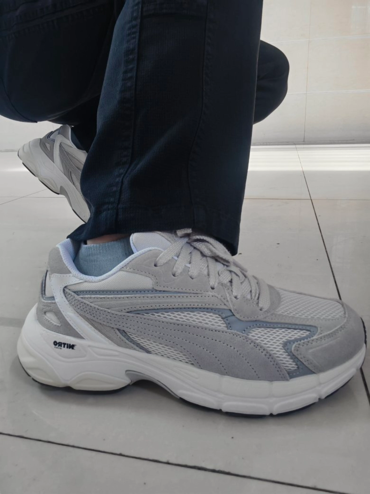 custom review-PUMA Tevaris Nitro Износостойкий Дышащий Покрытие Низкий Топ Casual Унисекс Серый