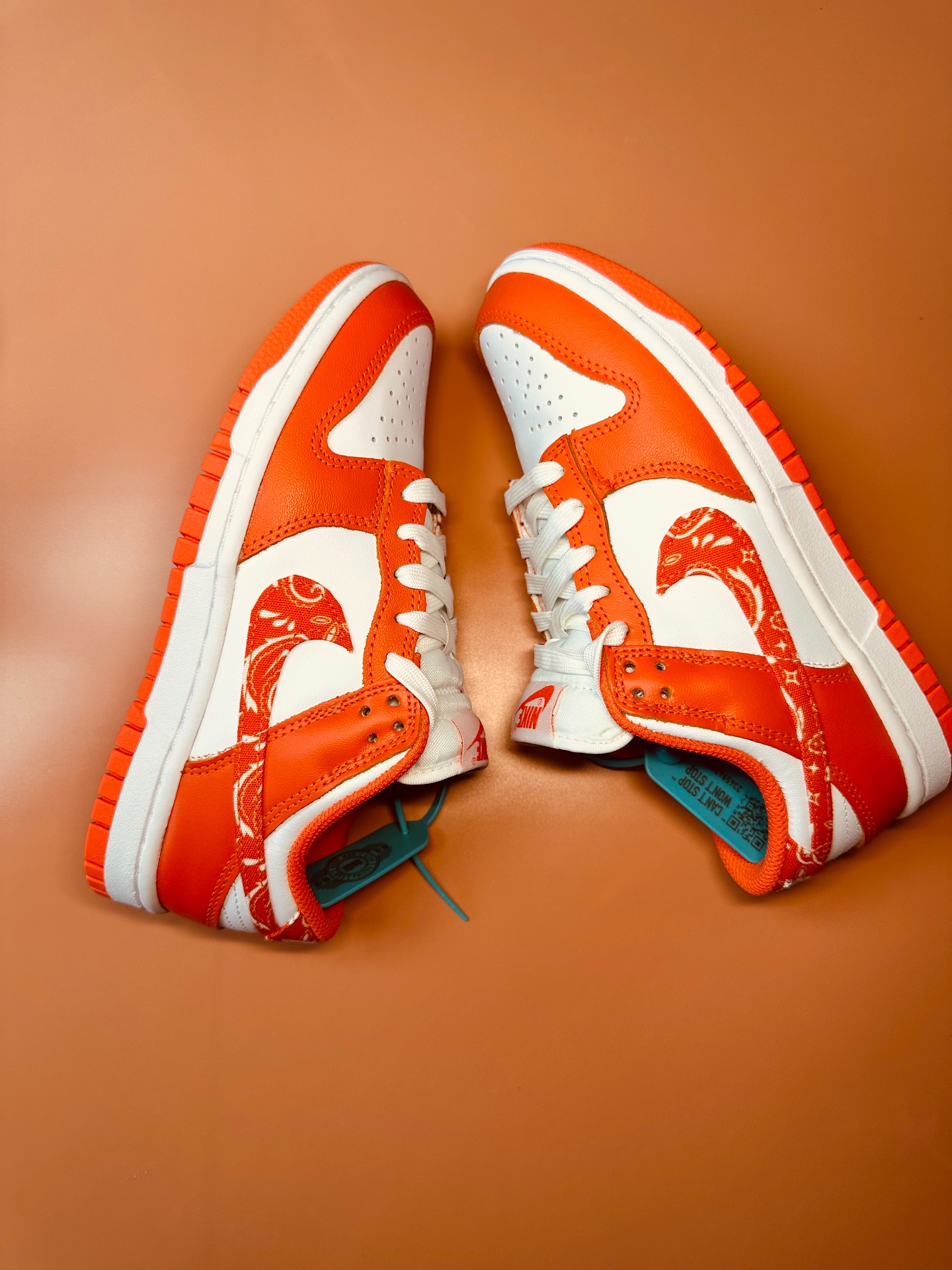 custom review-Nike Dunk ESS 'Апельсин Пейсли' Низкие Кроссовки для скейтбординга Женские Белые Апельсиновые