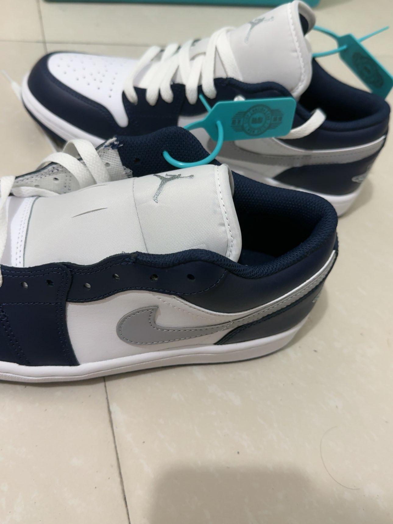 custom review-Jordan Air Jordan 1 Slip-Resistant Low Top Винтажные Баскетбольные Кроссовки Мужские Белый Синий