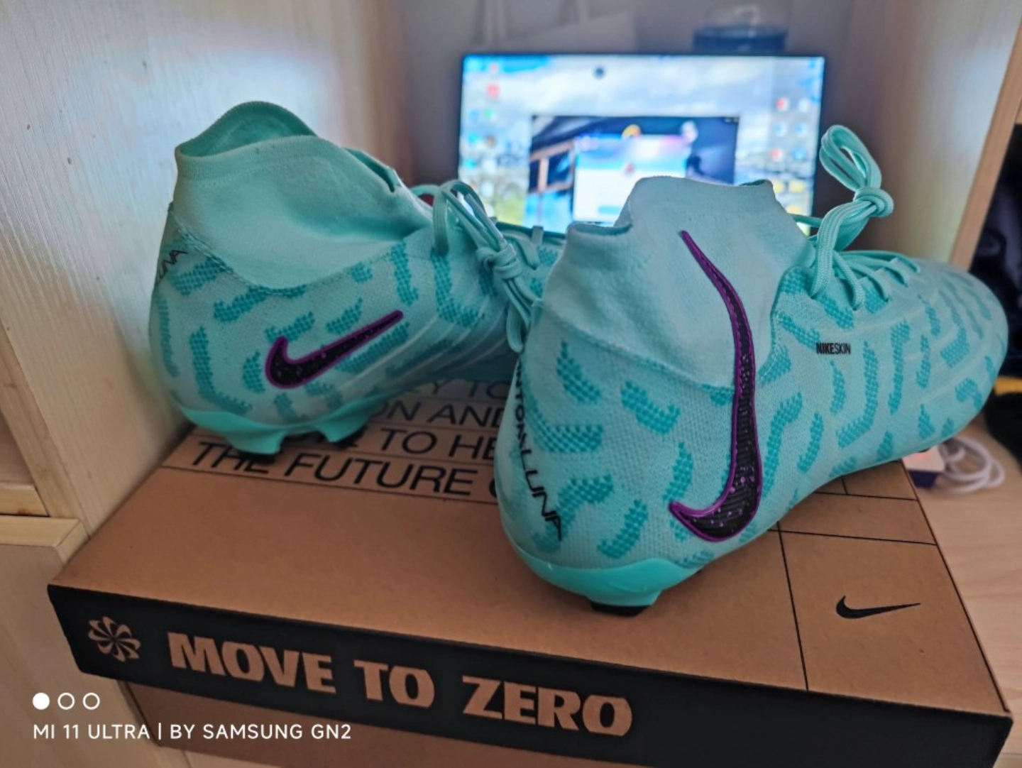 custom review-Nike Phantom Luna FG Твердое покрытие Амортизация Устойчивость к истиранию Дышащие Футбольные бутсы Унисекс Синий Фиолетовый