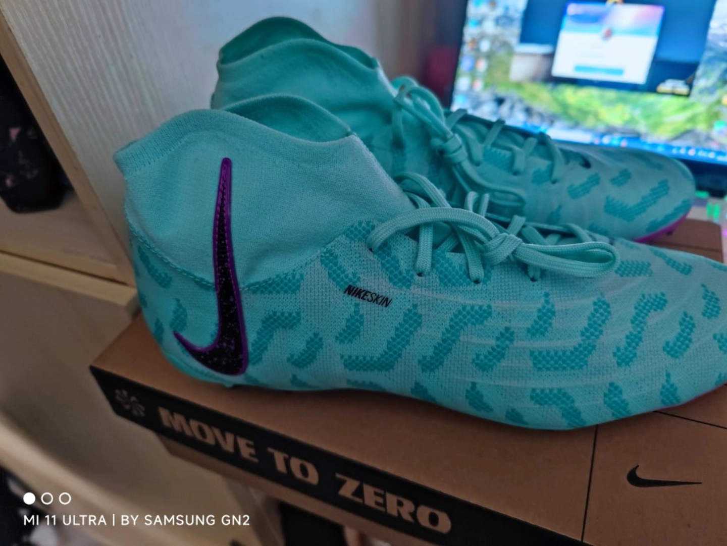 custom review-Nike Phantom Luna FG Твердое покрытие Амортизация Устойчивость к истиранию Дышащие Футбольные бутсы Унисекс Синий Фиолетовый