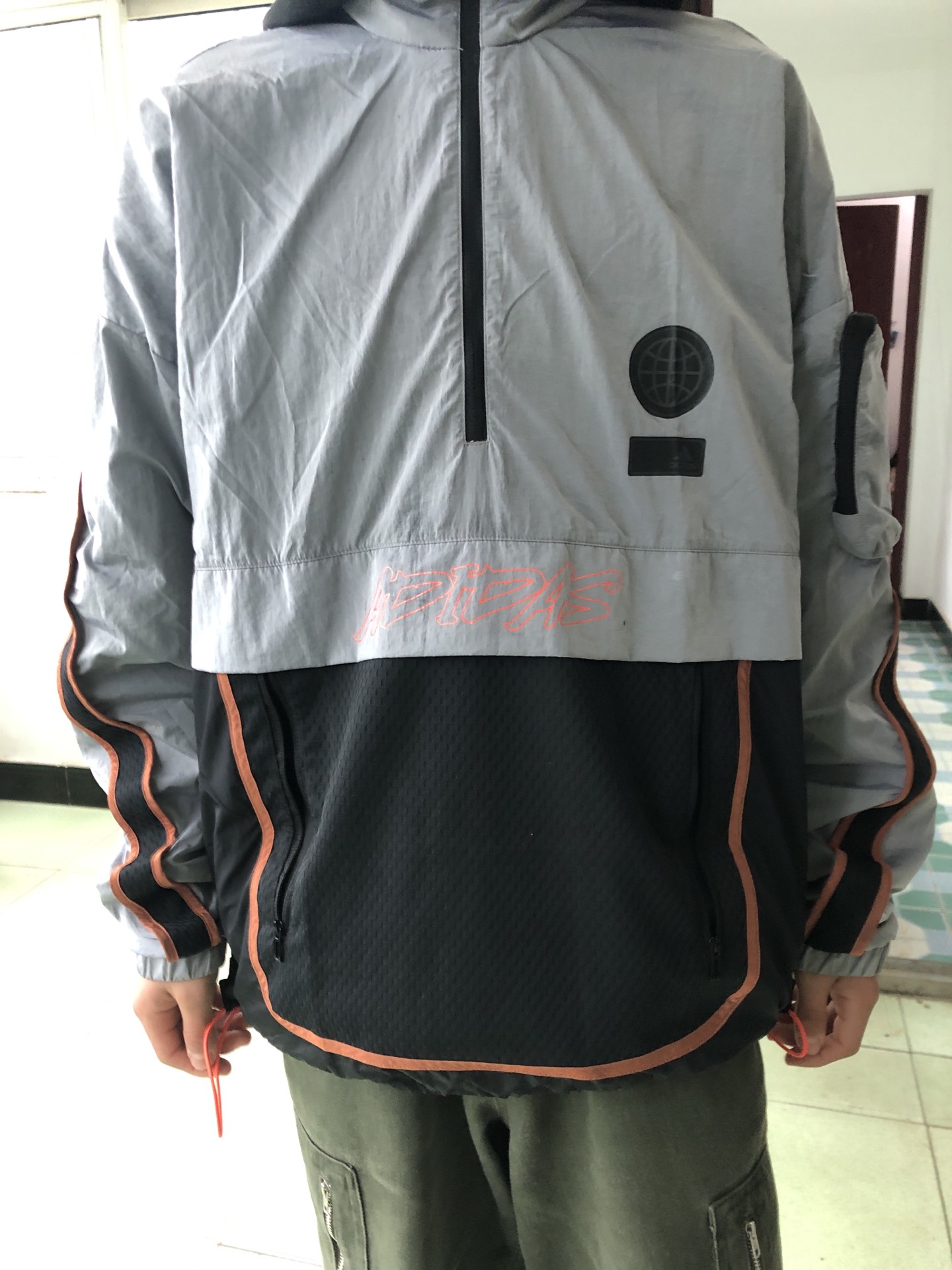 custom review-Adidas Черный Серый Мужские Куртки