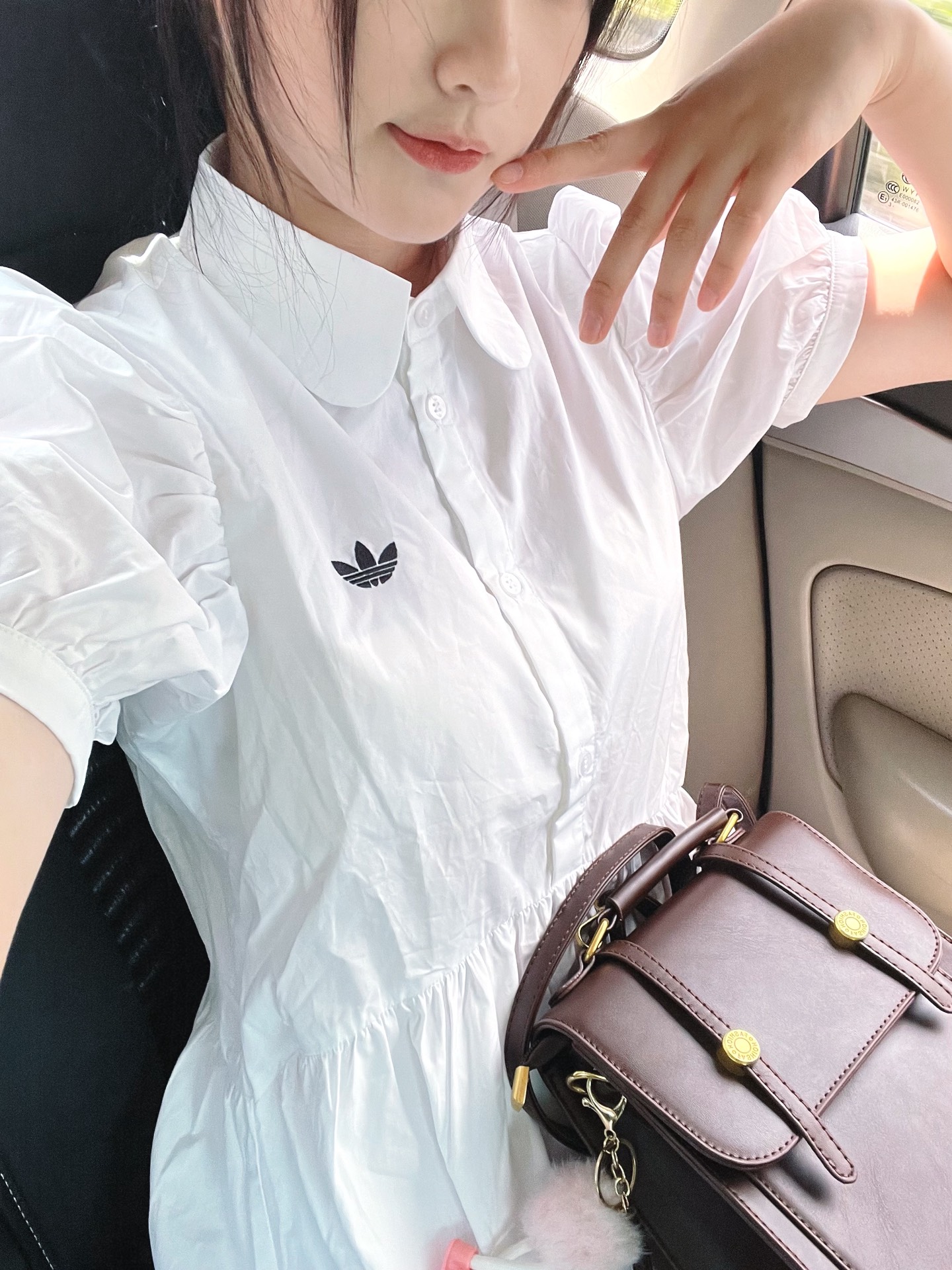 custom review-Adidas Originals Короткое платье с короткими рукавами для женщин белое