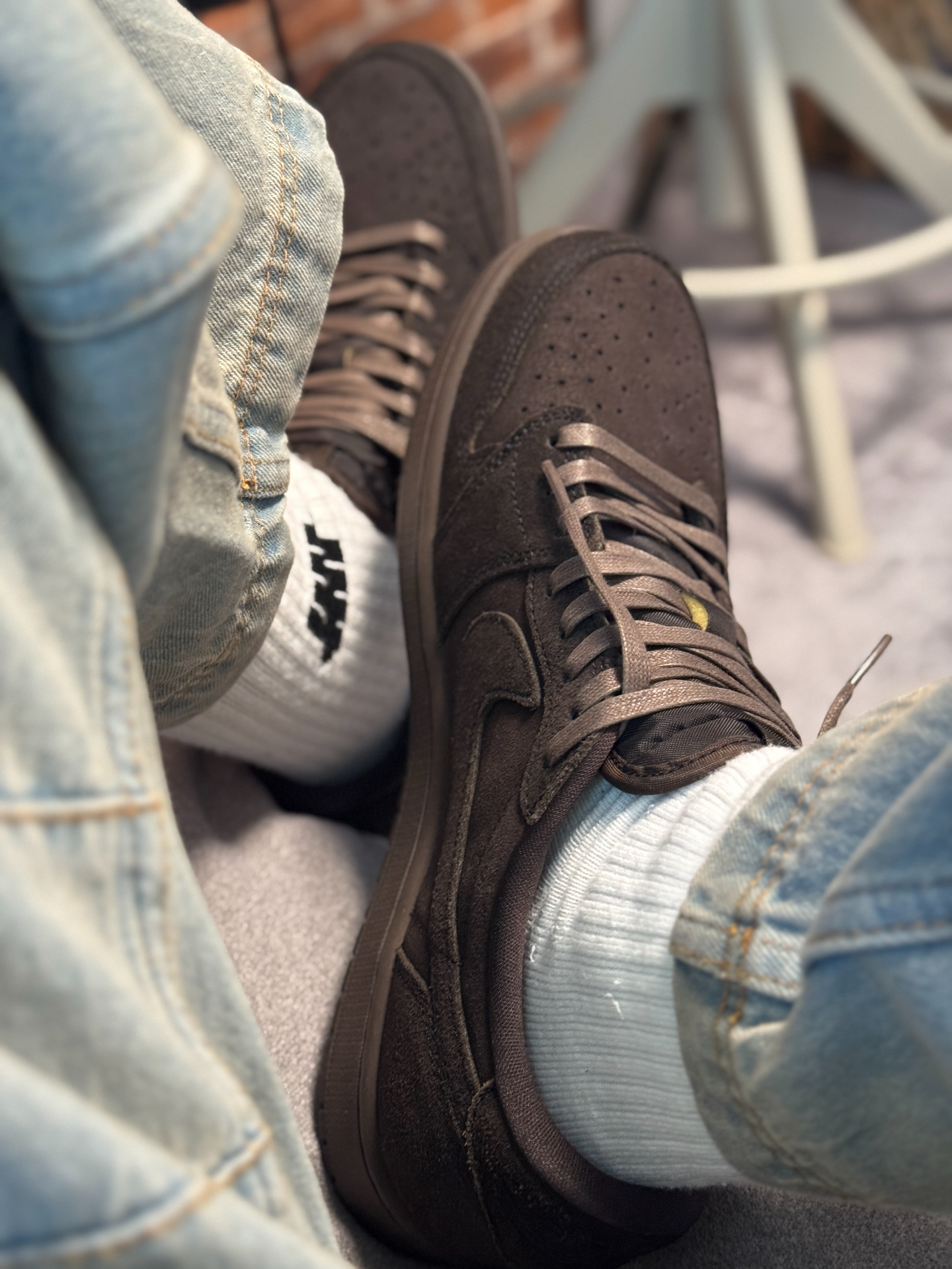 custom review-Travis Scott x Jordan Air Jordan 1 Износостойкий Дышащий Низкий Топ Винтажные Баскетбольные Кроссовки Унисекс Черный Коричневый