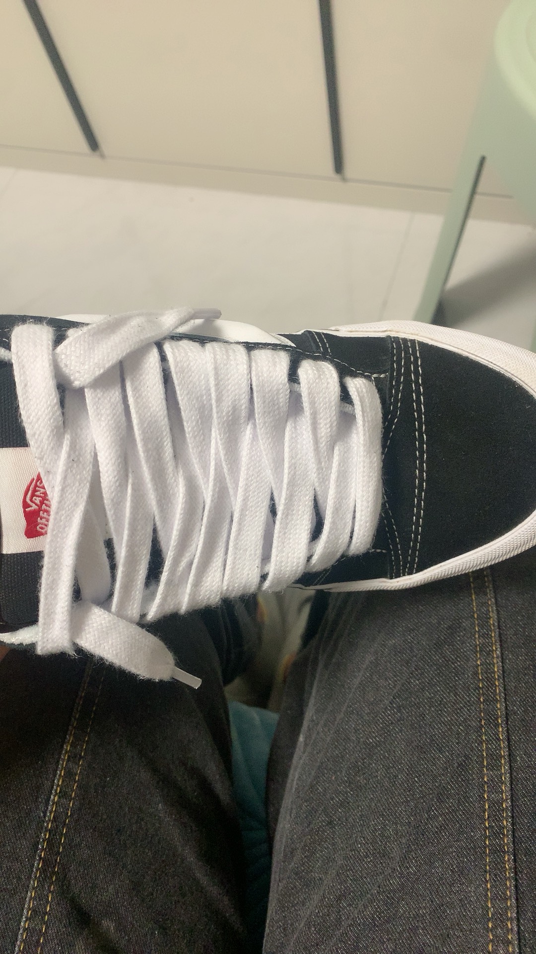 custom review-Vans KNU MID Амортизация Износостойкий MID Топ Кроссовки для скейтбординга Унисекс Черный Белый