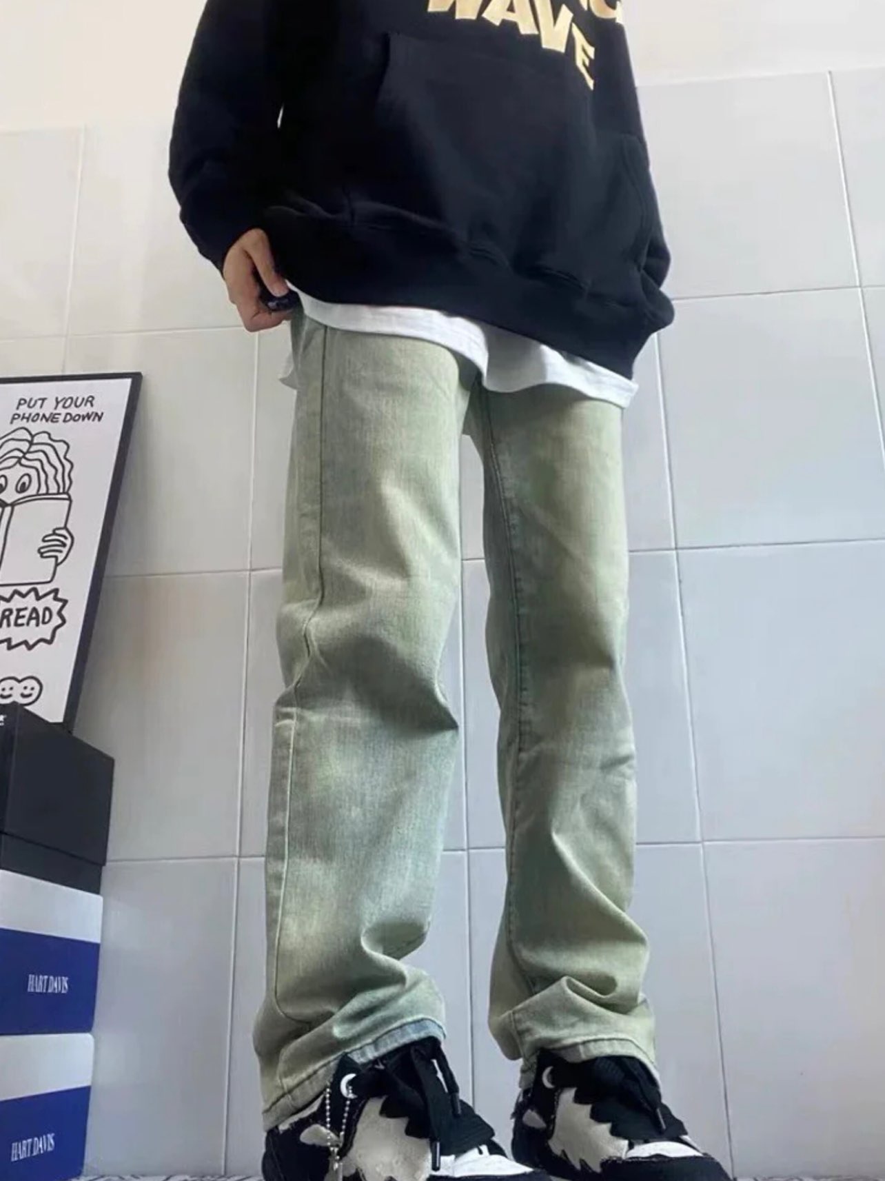 custom review-KREATE DENIM серия с процессом стирки Джинсы Унисекс