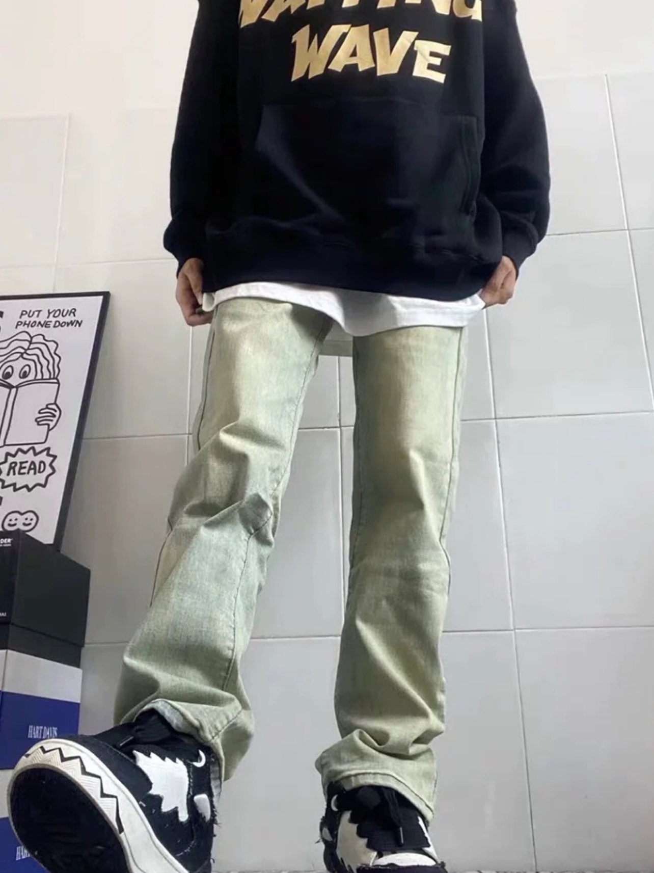 custom review-KREATE DENIM серия с процессом стирки Джинсы Унисекс