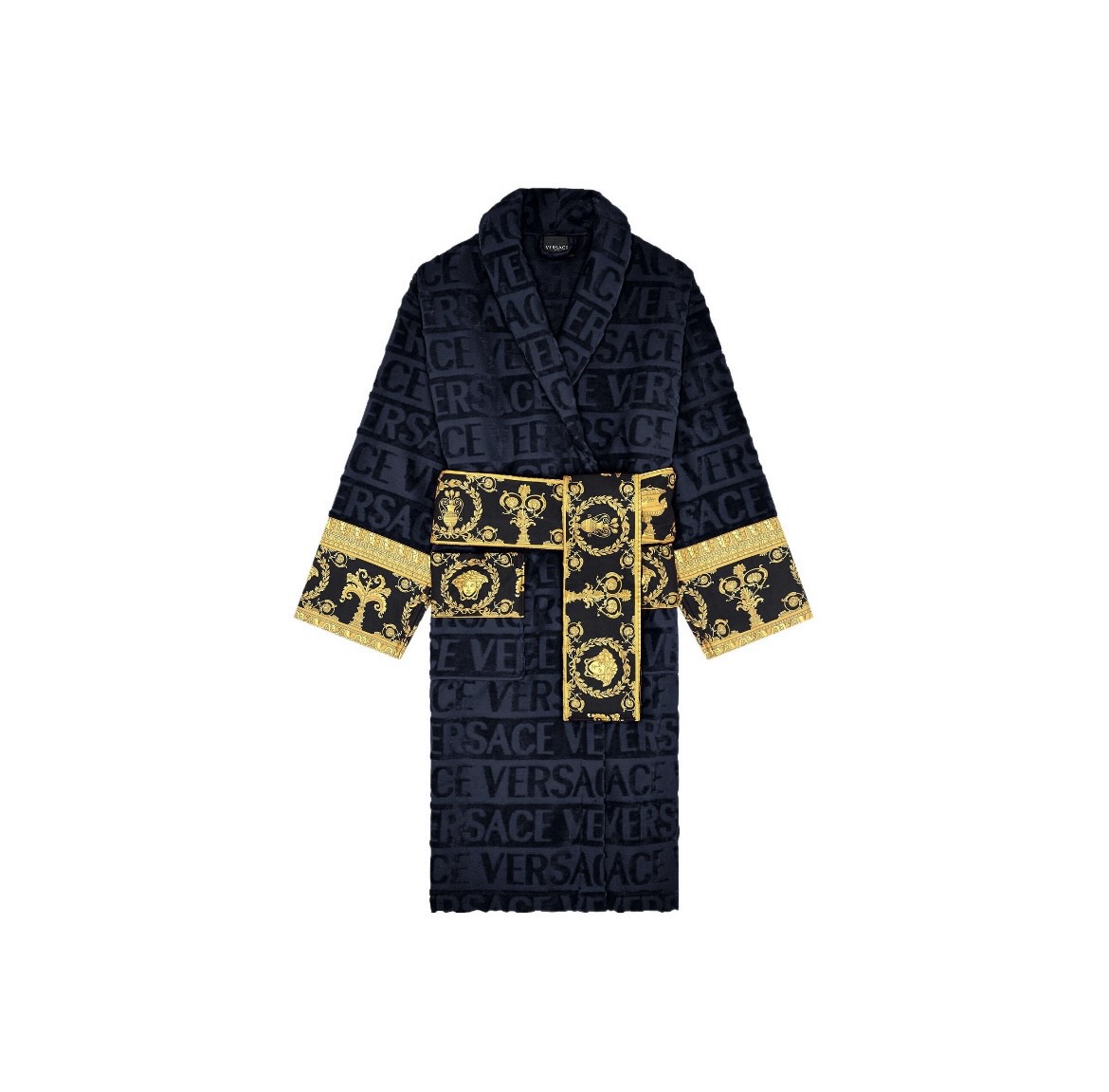 3700块钱的👔versace 范思哲 巴洛克印花 浴袍 男女同款 藍 色 通用