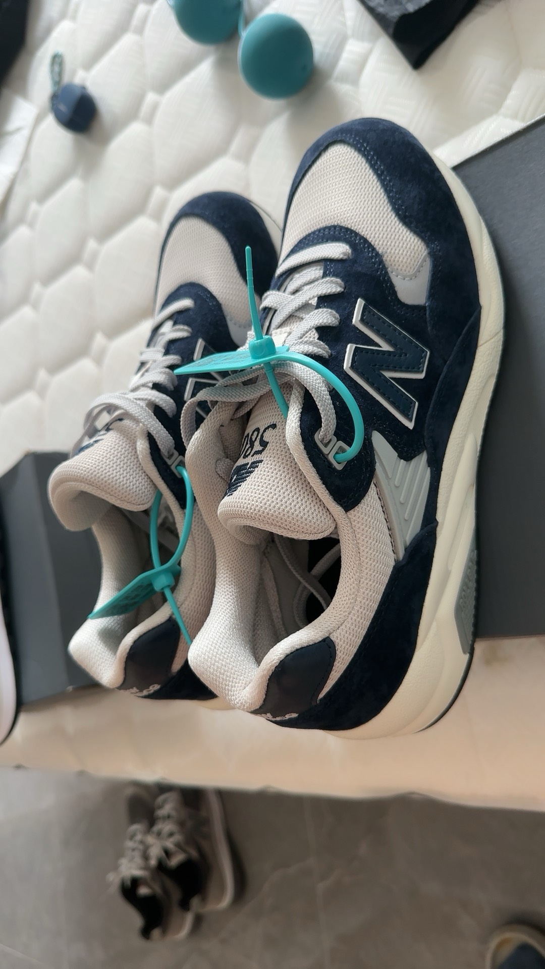 custom review-New Balance NB 580 Устойчивый к истиранию Низкий Топ Повседневная Беговая Обувь Унисекс Синий Белый