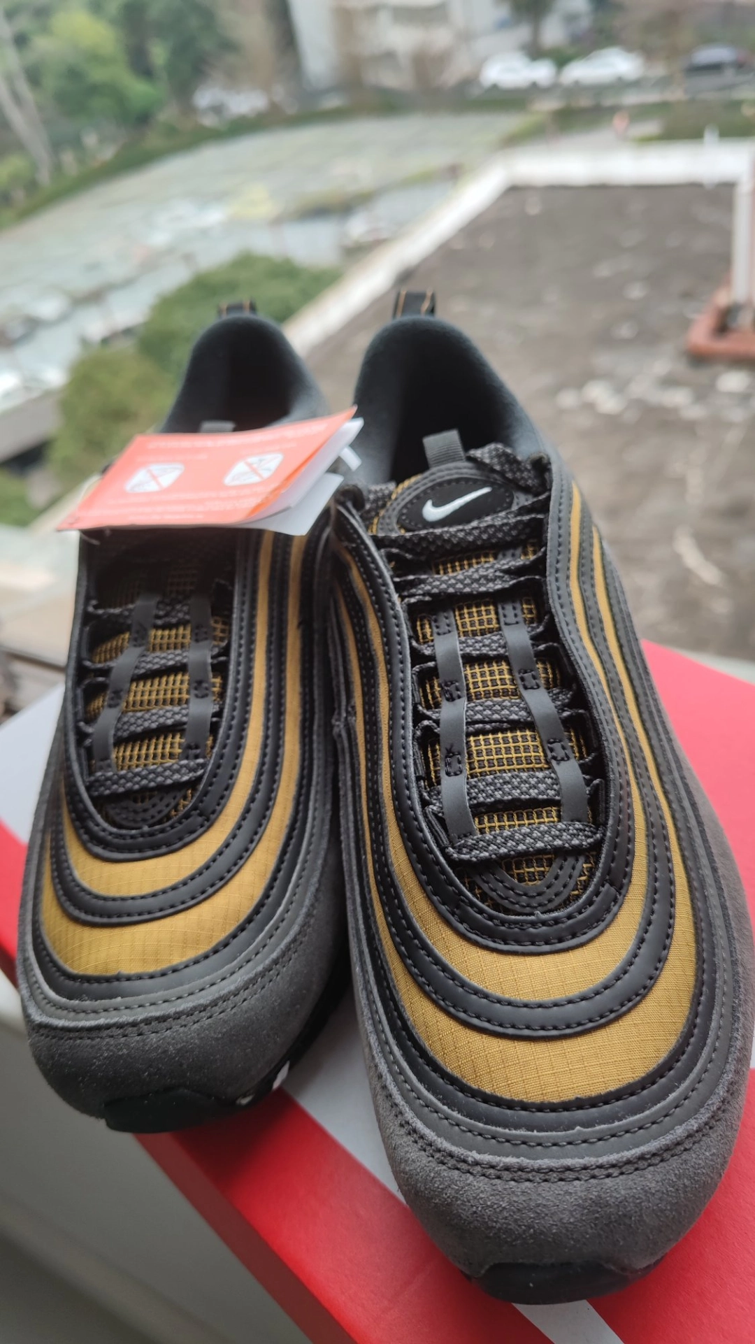 custom review-Nike Air Max 97 Low Топ Повседневная обувь Мужская Черный Желтый