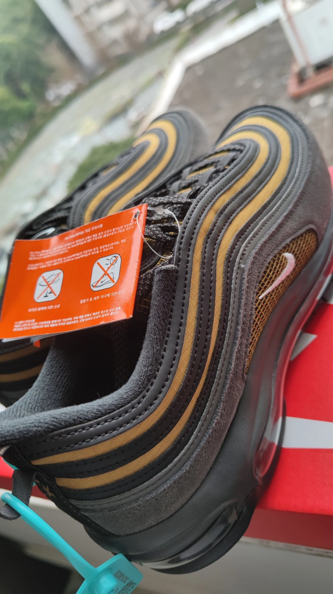 custom review-Nike Air Max 97 Low Топ Повседневная обувь Мужская Черный Желтый