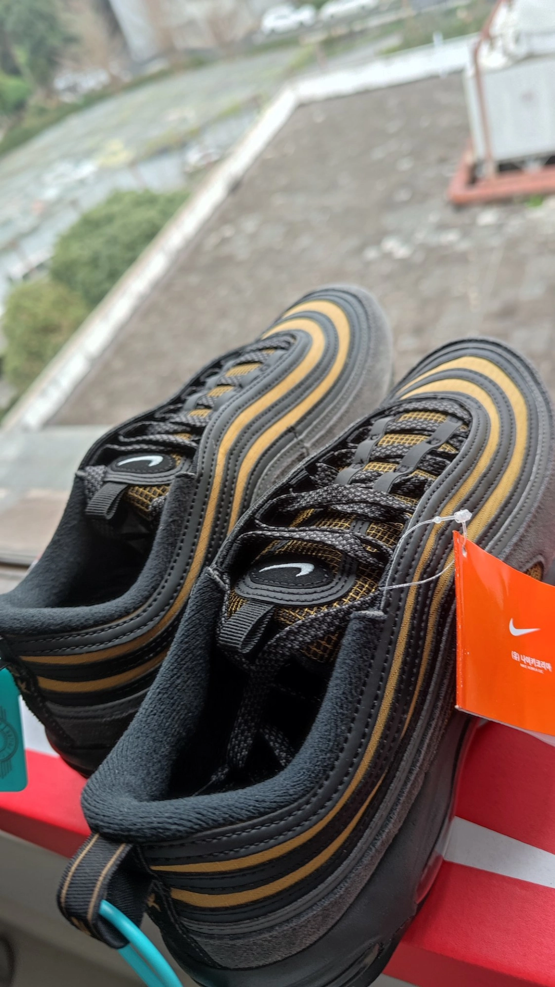 custom review-Nike Air Max 97 Low Топ Повседневная обувь Мужская Черный Желтый