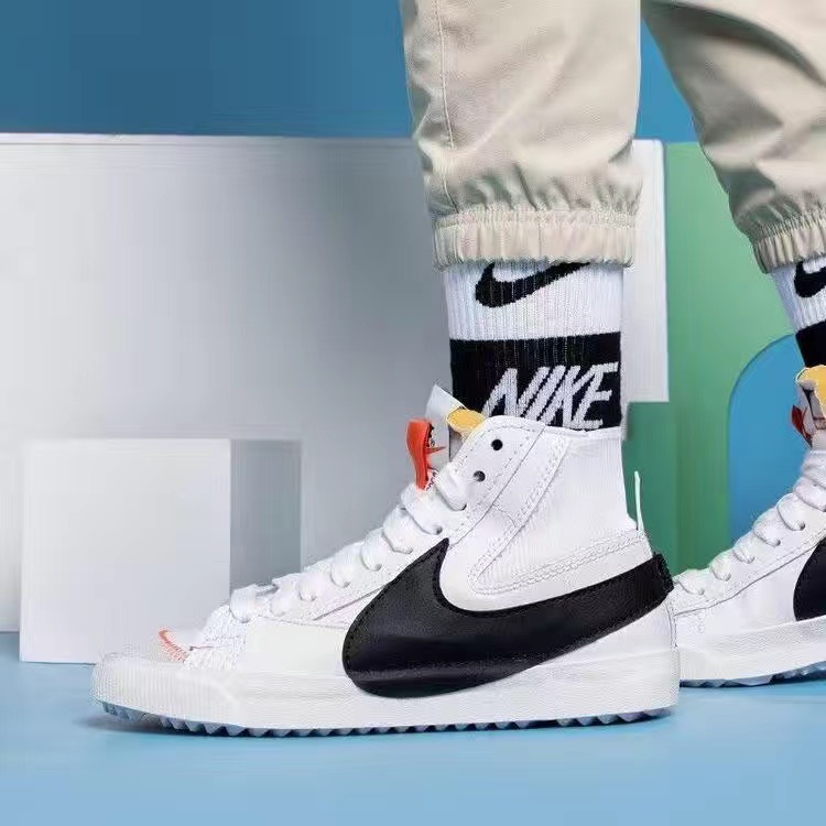 custom review-Nike Blazer Mid Топ Скейтборд Кроссовки Унисекс Белый Черный