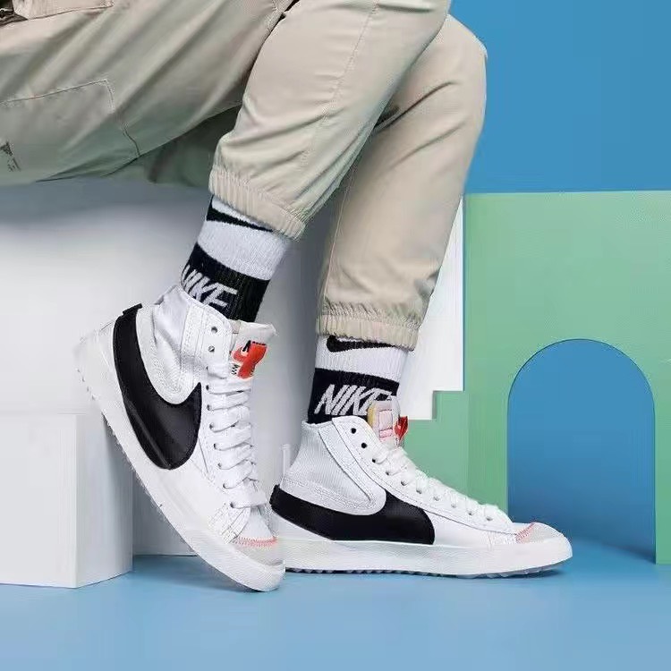 custom review-Nike Blazer Mid Топ Скейтборд Кроссовки Унисекс Белый Черный