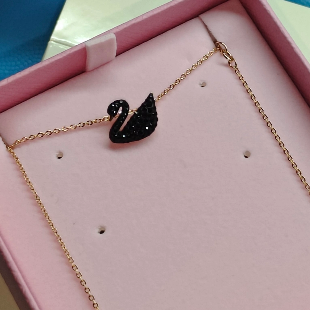 custom review-Swarovski Розовое золото с покрытием ожерелья женские черный