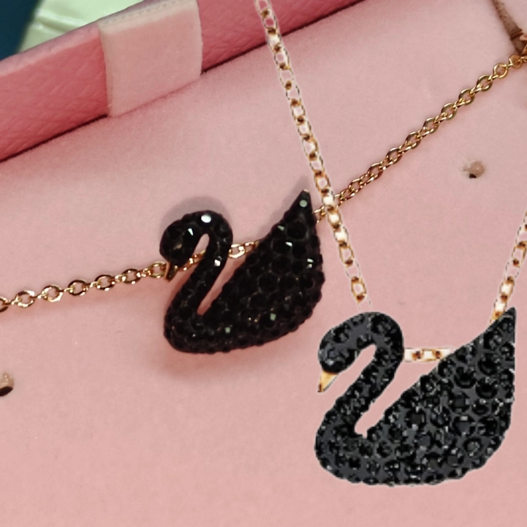 custom review-Swarovski Розовое золото с покрытием ожерелья женские черный