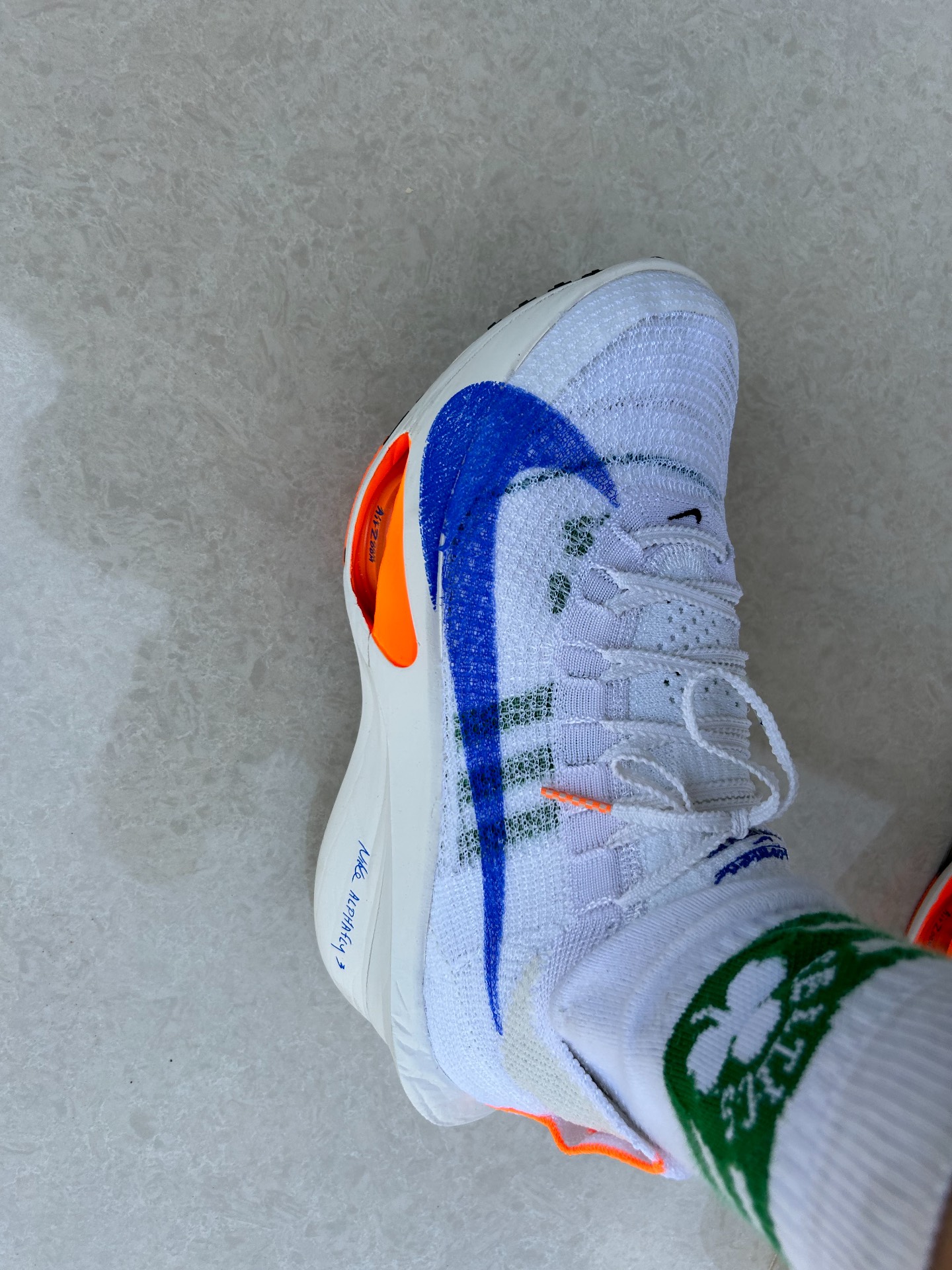 custom review-Nike Air Zoom Alphafly Next% 3 Low Топ Повседневные Беговые Кроссовки Мужские Белые Синие и Оранжевые