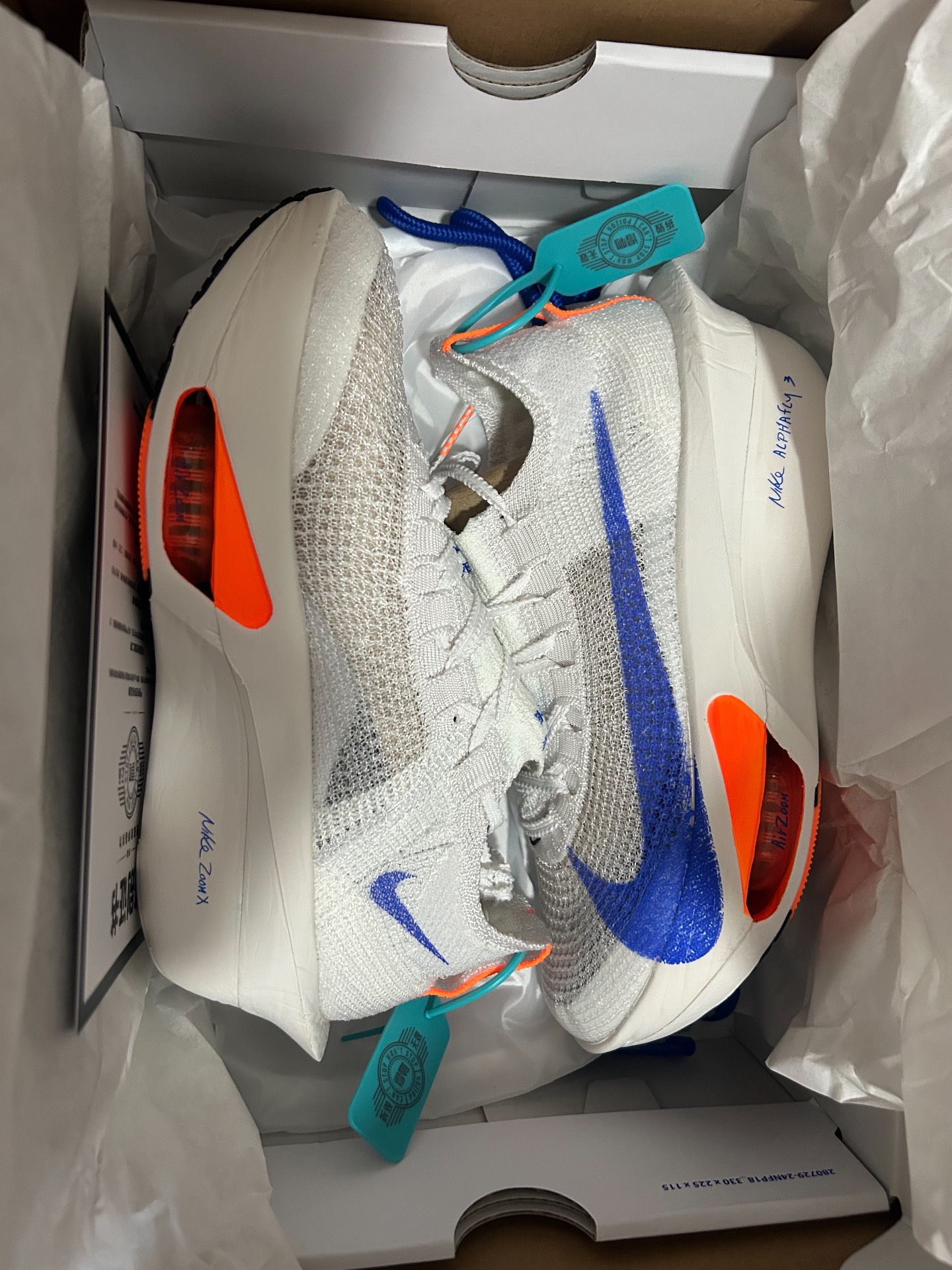 custom review-Nike Air Zoom Alphafly Next% 3 Low Топ Повседневные Беговые Кроссовки Мужские Белые Синие и Оранжевые