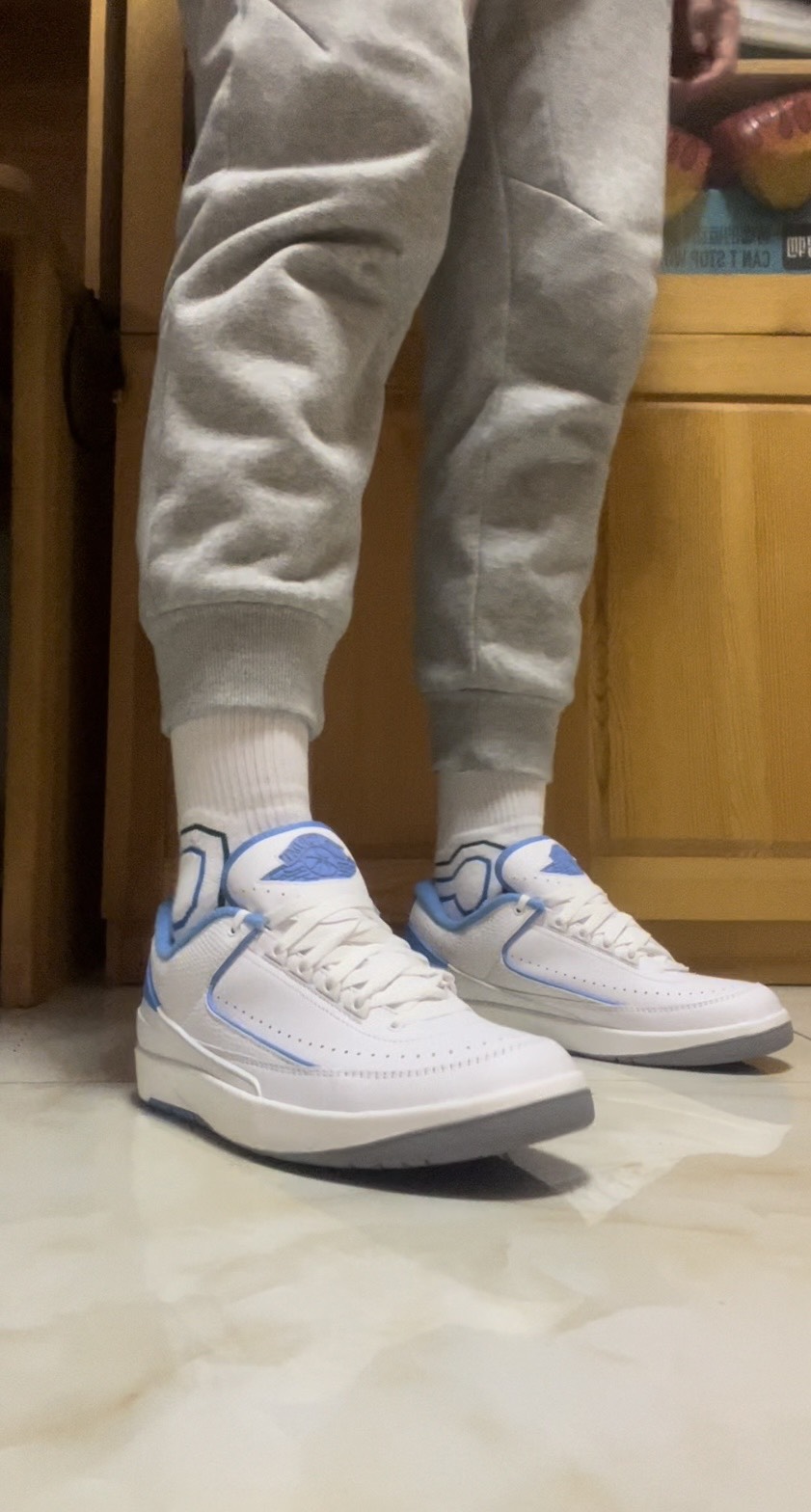 custom review-Jordan Air Джордан 2 Low 'Университетский синий' Низкий топ Винтажные баскетбольные кроссовки Мужские Каролина Блю