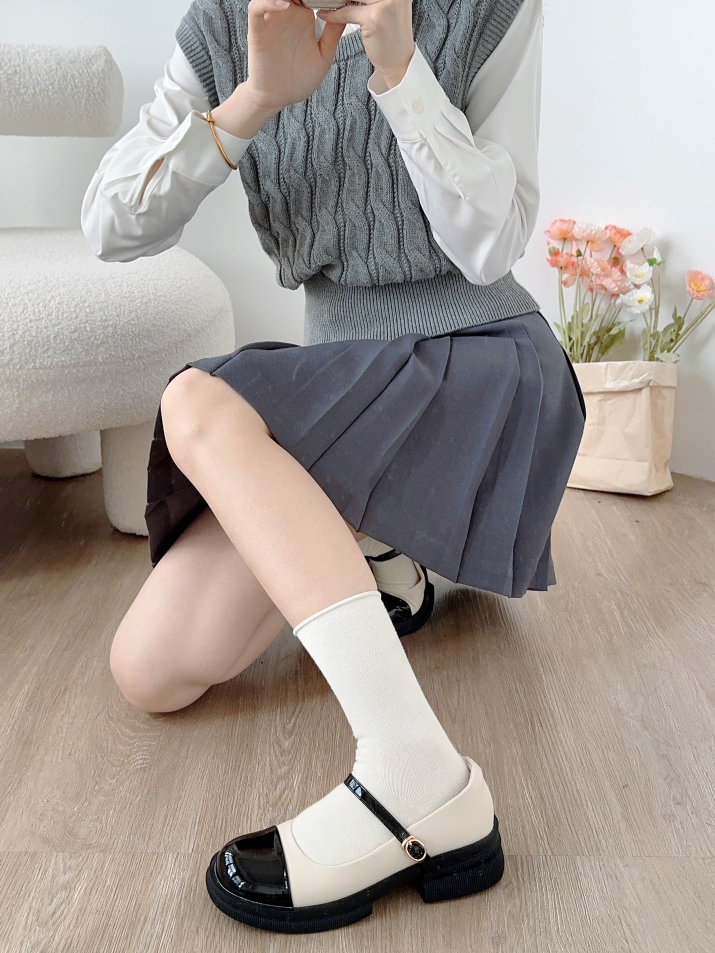 学院风jk裙减龄穿搭